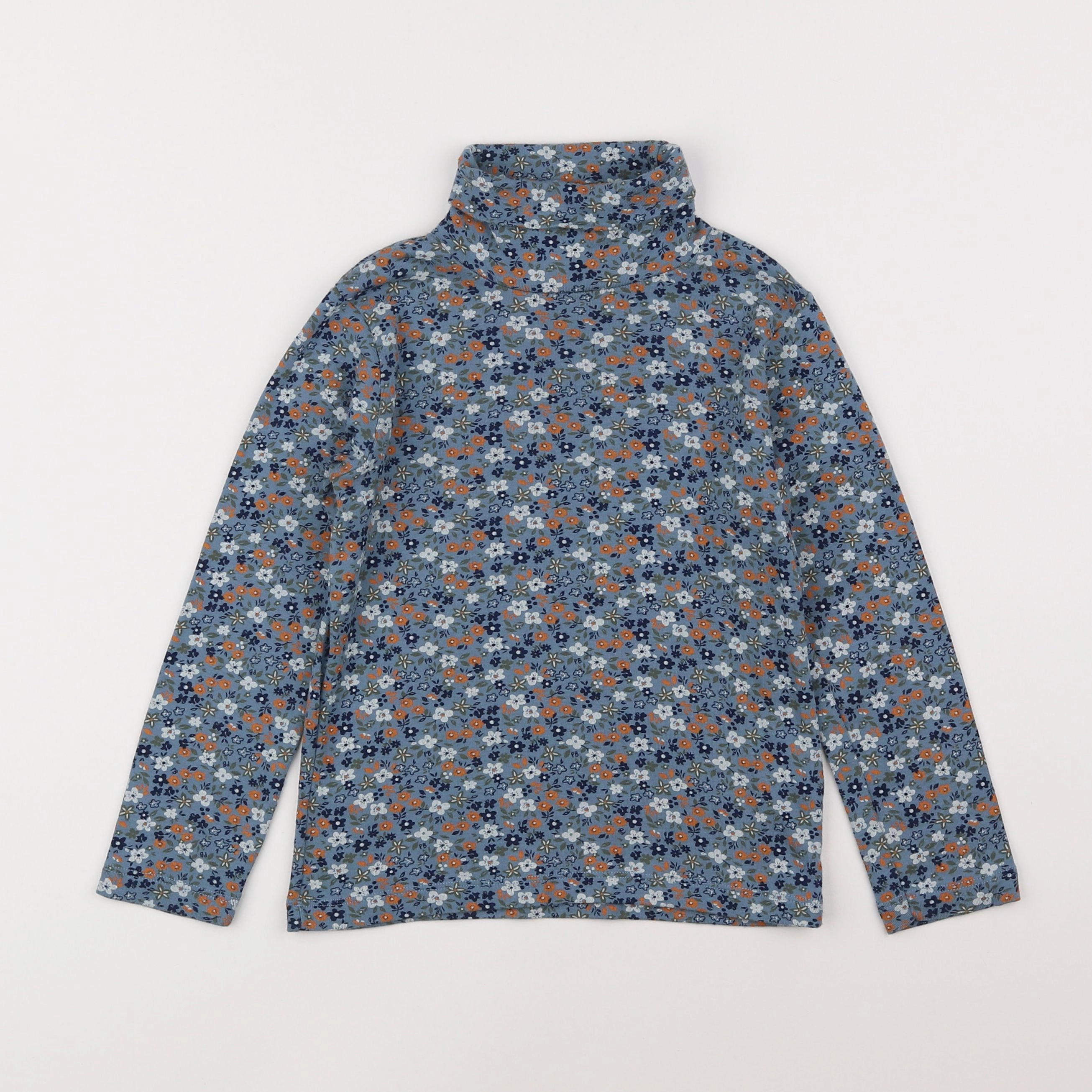 Petit Bateau - sous-pull bleu, gris - 6 ans