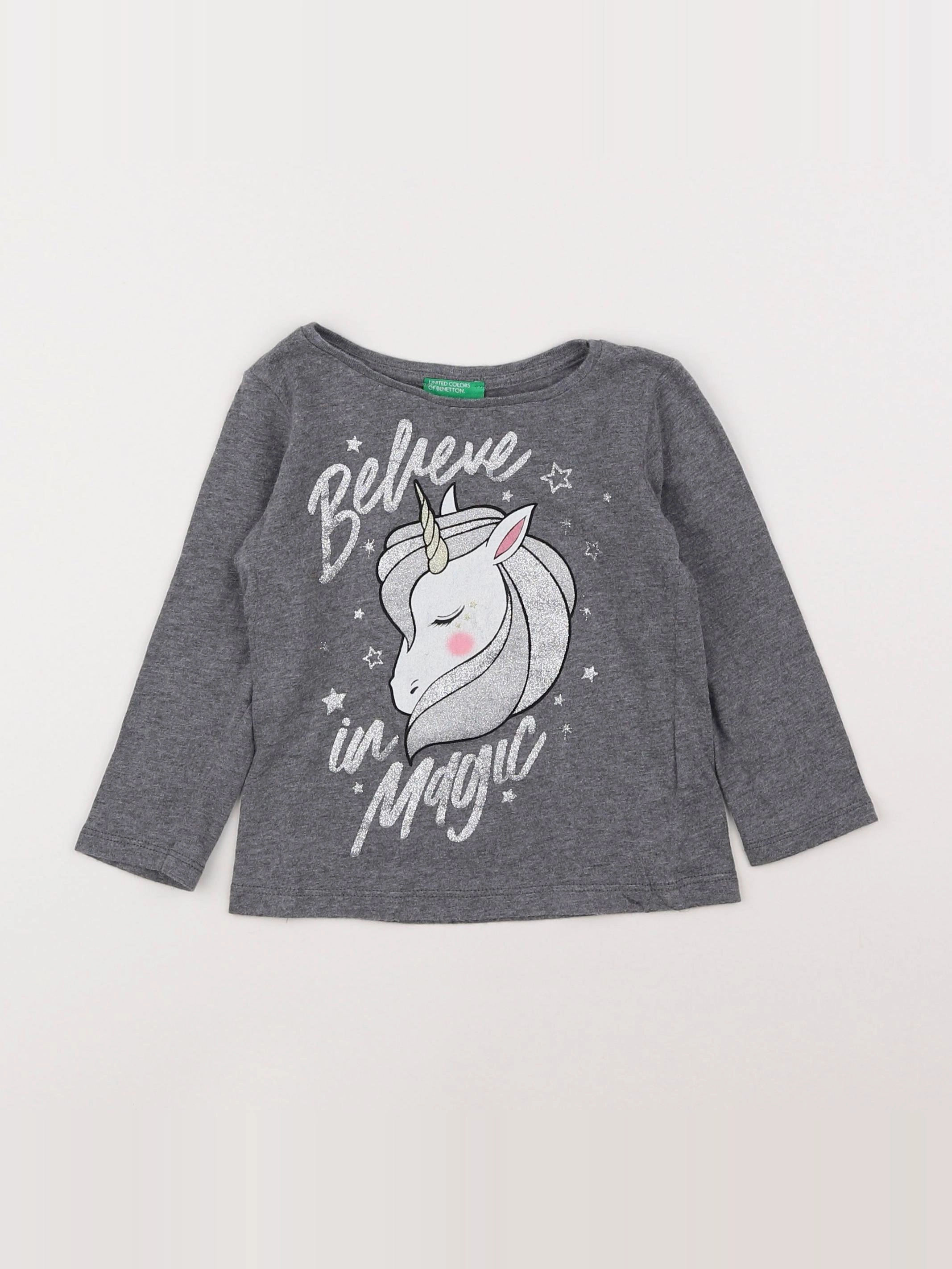 Benetton - tee-shirt gris - 12 mois