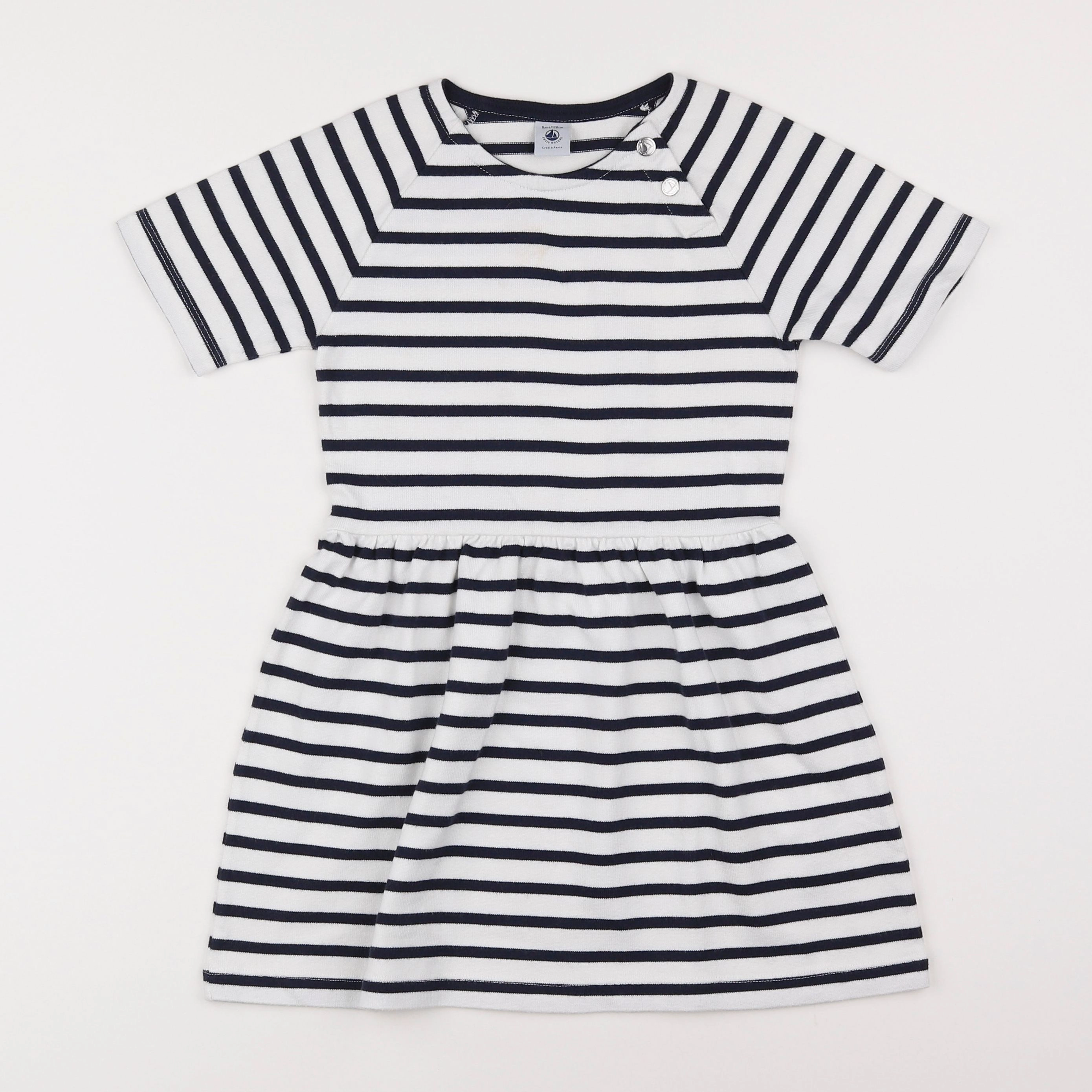 Petit Bateau - robe blanc, bleu - 8 ans