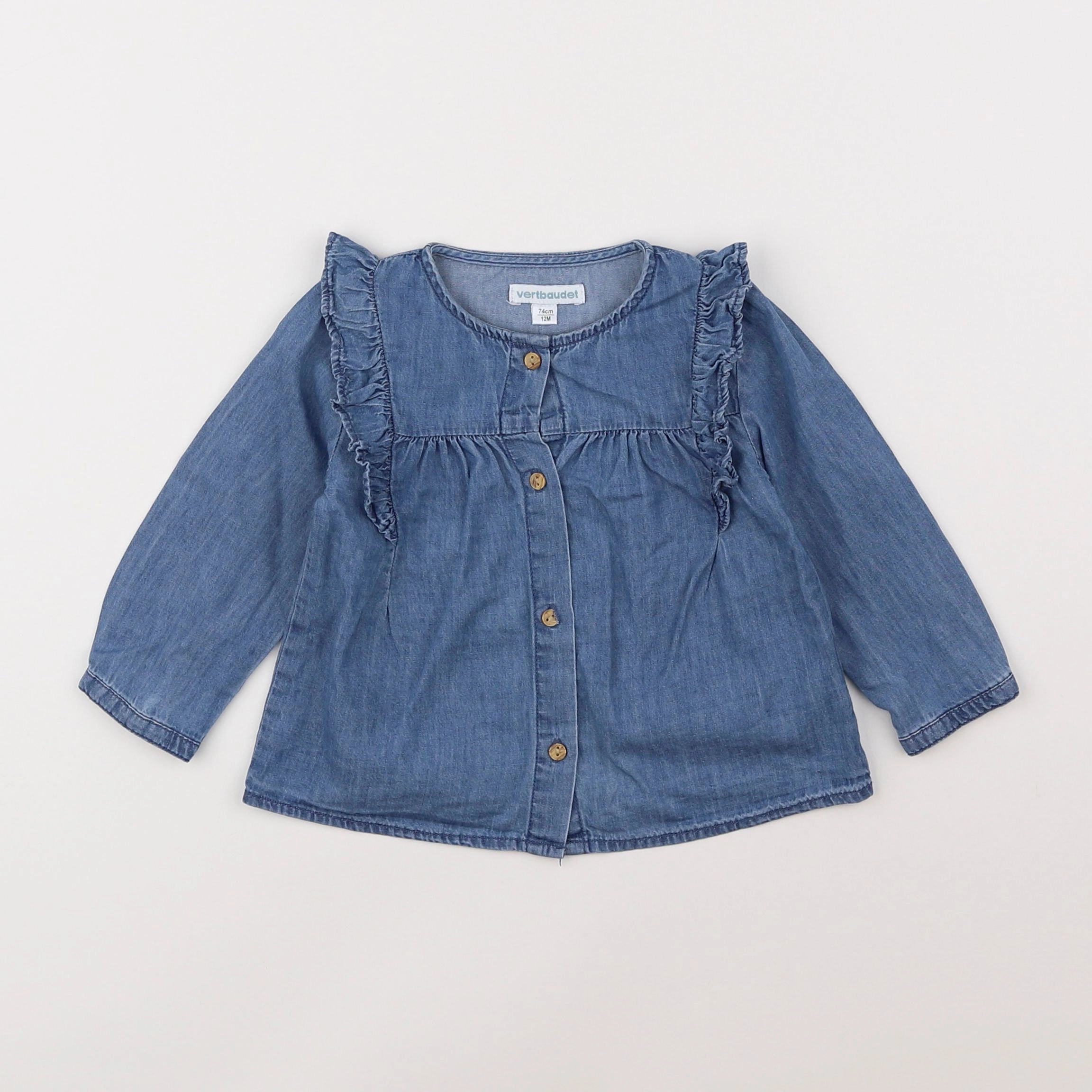 Vertbaudet - blouse bleu - 12 mois