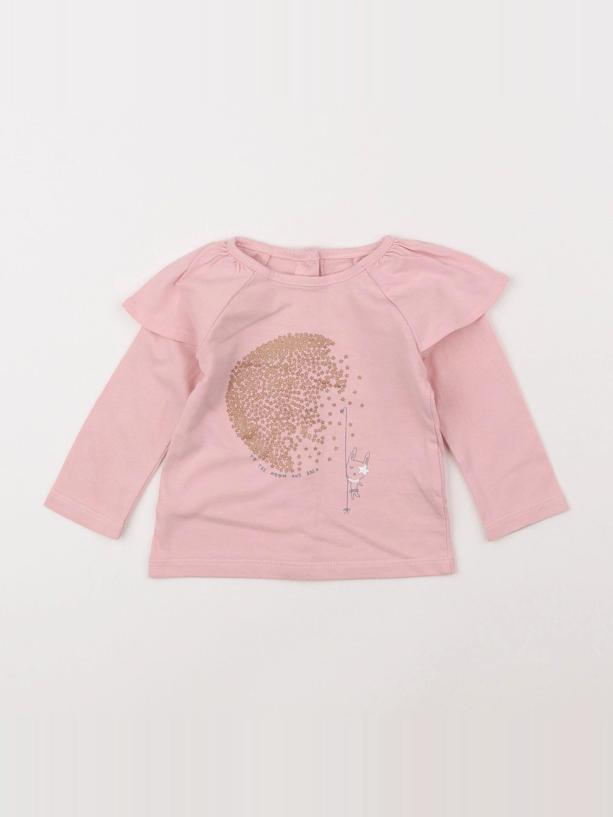 Vertbaudet - tee-shirt rose - 6 mois