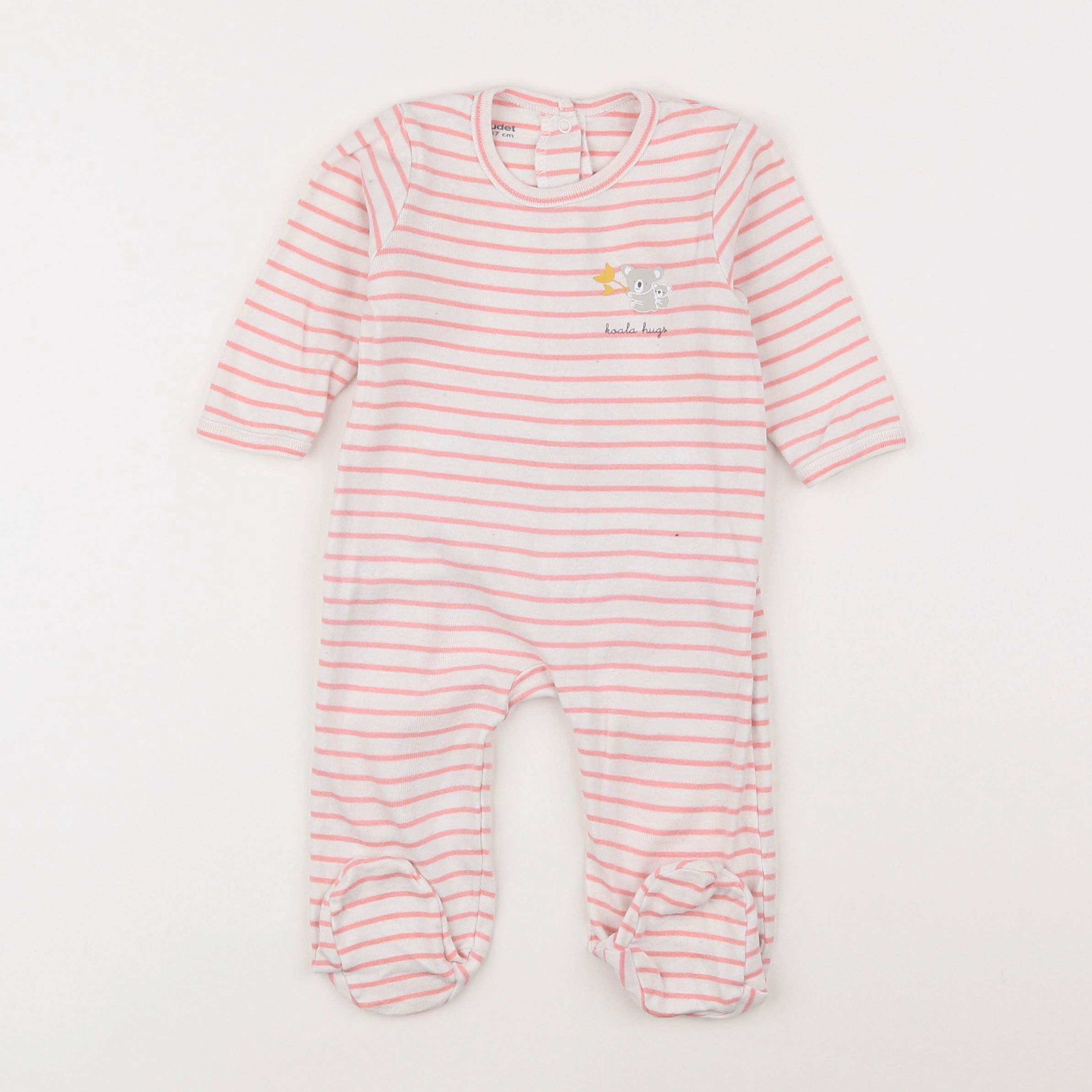 Vertbaudet - pyjama coton blanc, rose - 6 mois