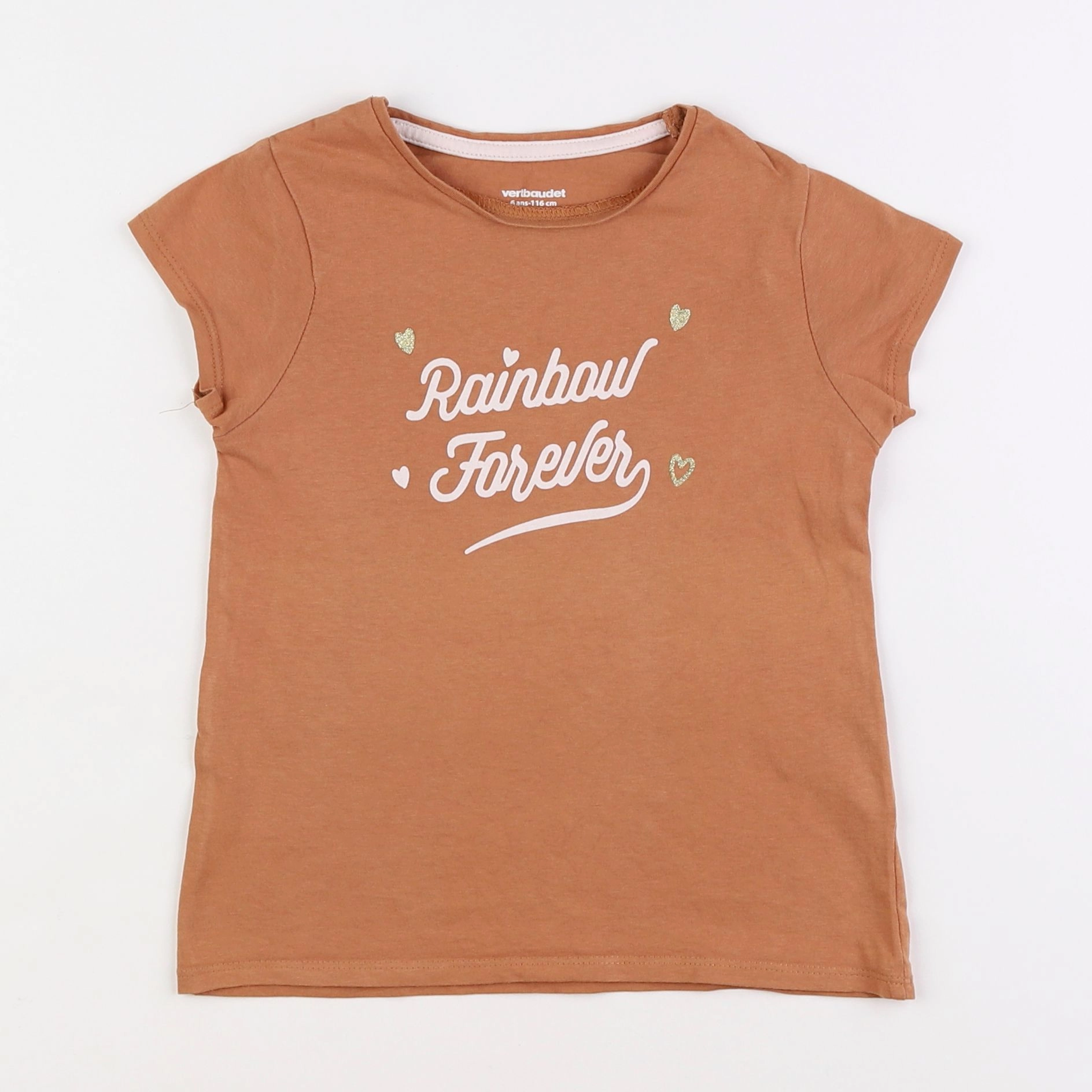 Vertbaudet - tee-shirt marron - 6 ans