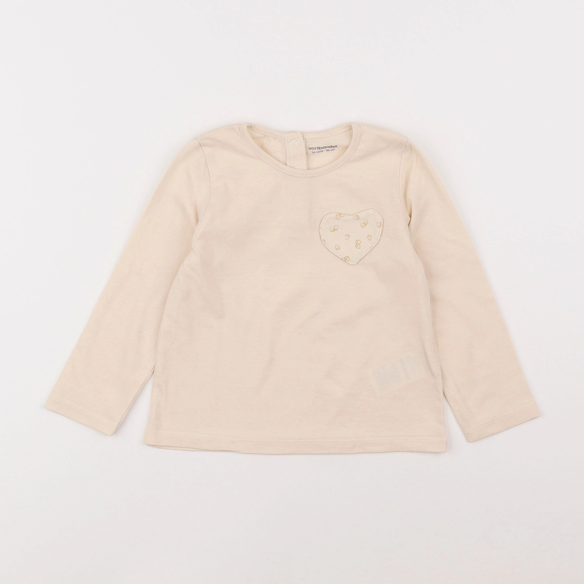 Vertbaudet - tee-shirt beige - 2 ans