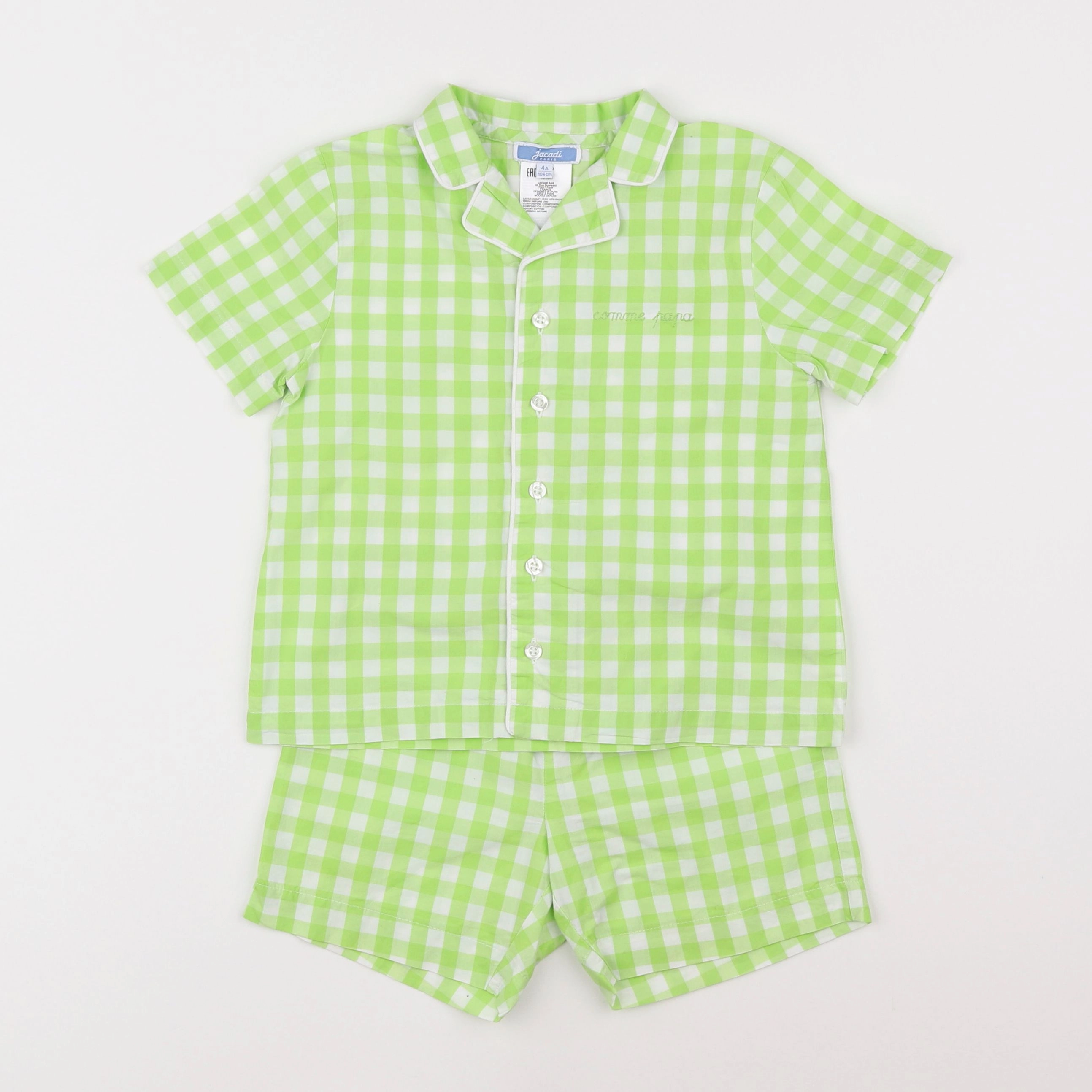 Jacadi - pyjama coton vert, blanc - 4 ans