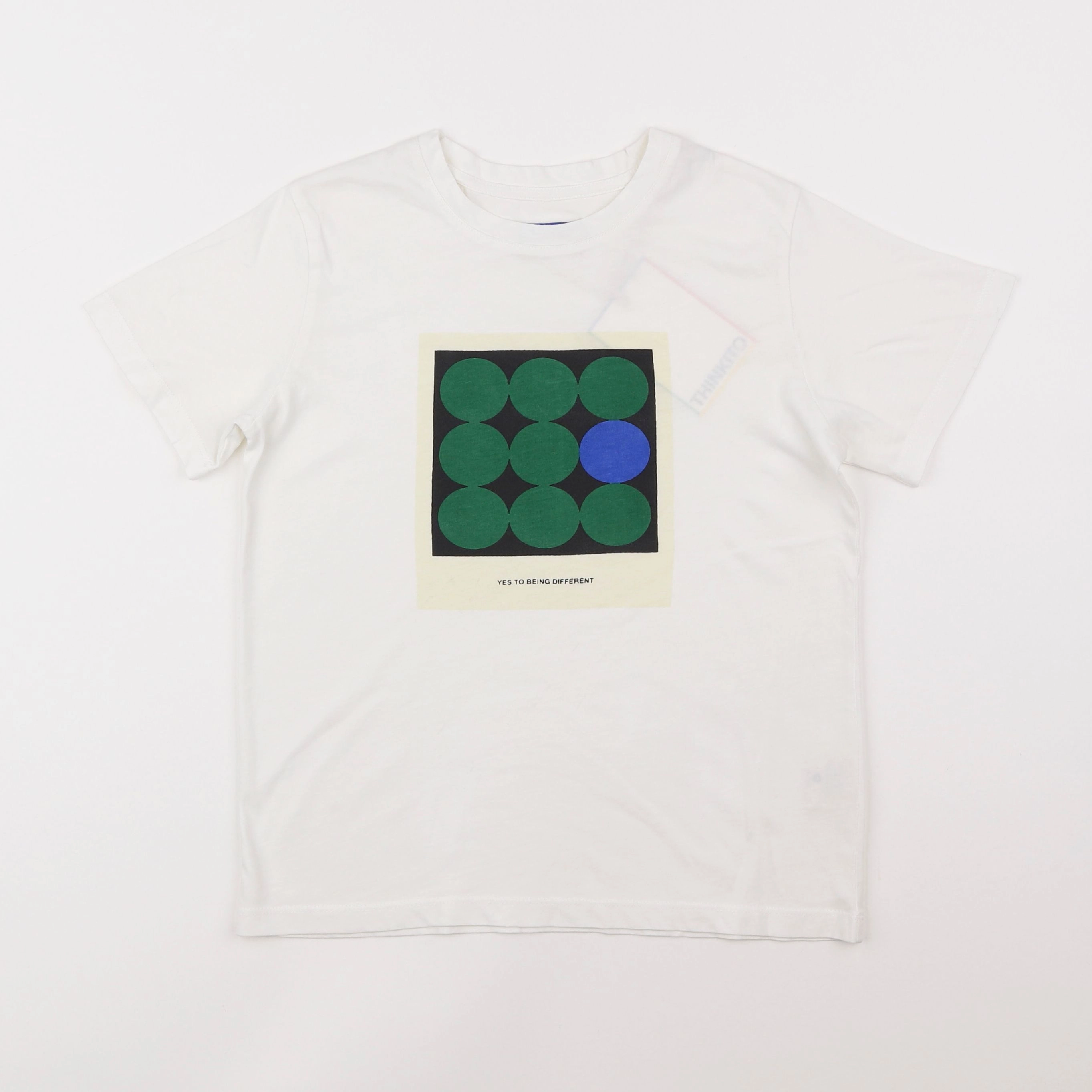 Thinking Mu  - tee-shirt blanc "CARRE VERT"- 4 ans