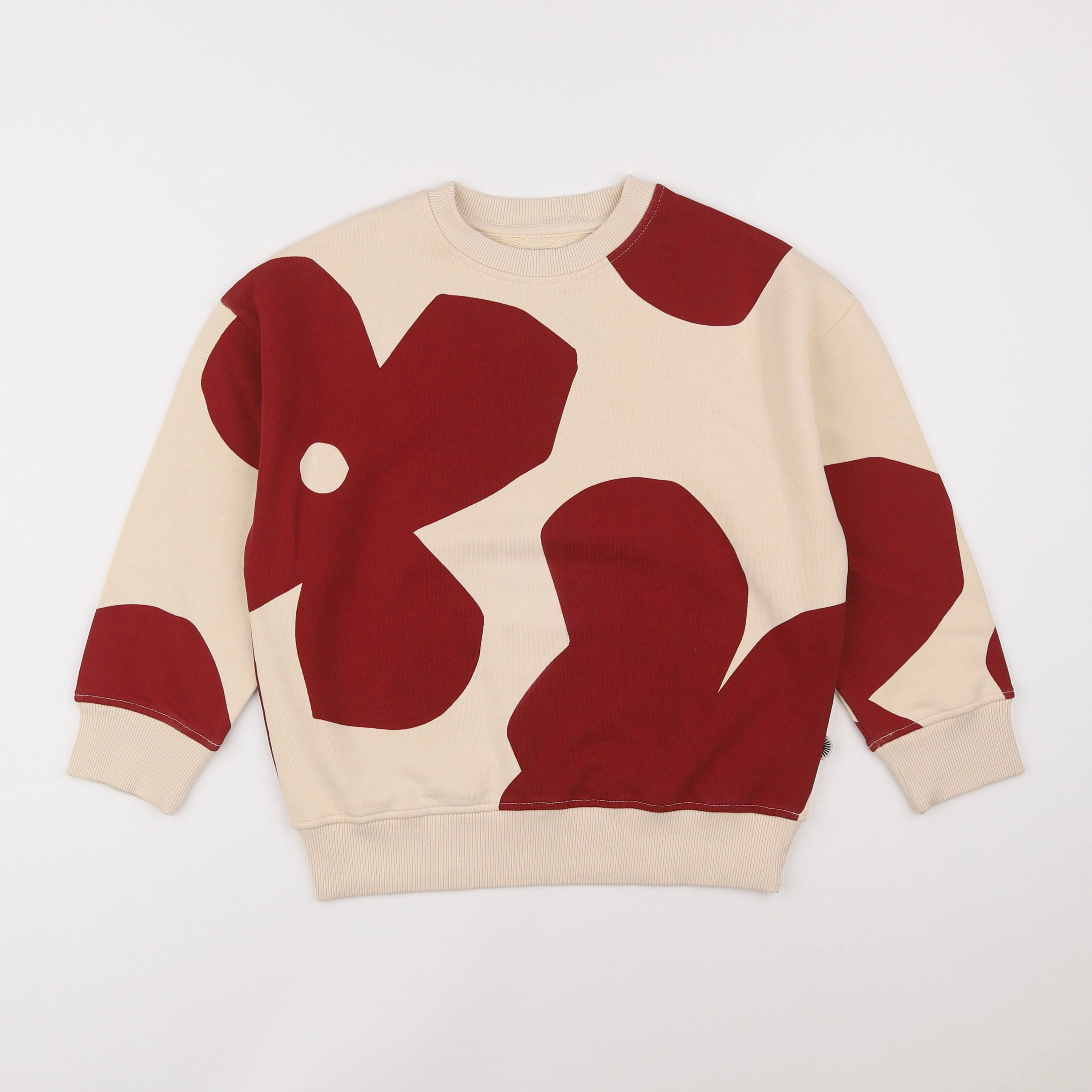 Thinking Mu  - sweat beige, rouge - 8 ans