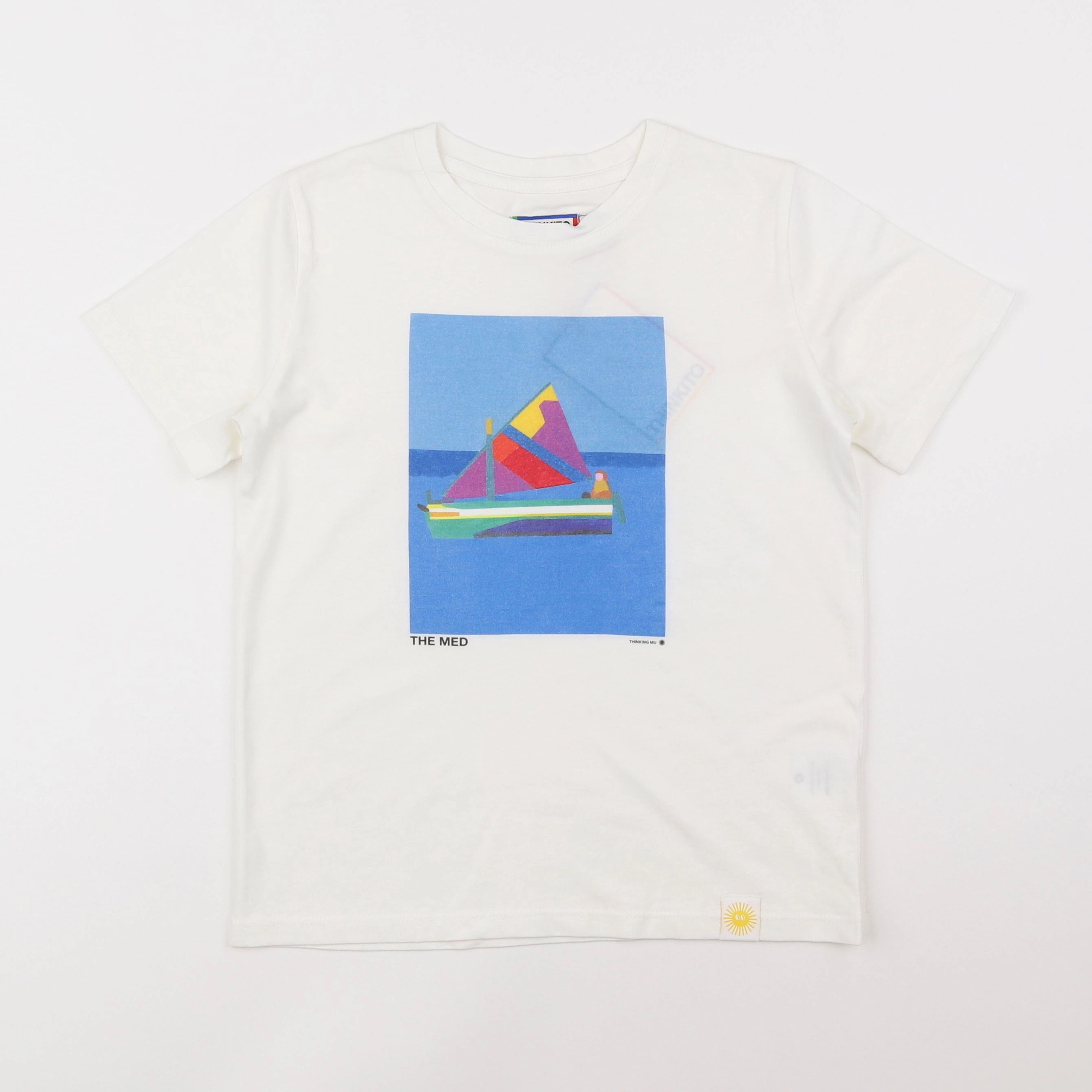 Thinking Mu  - tee-shirt blanc "BATEAU" - 8 ans