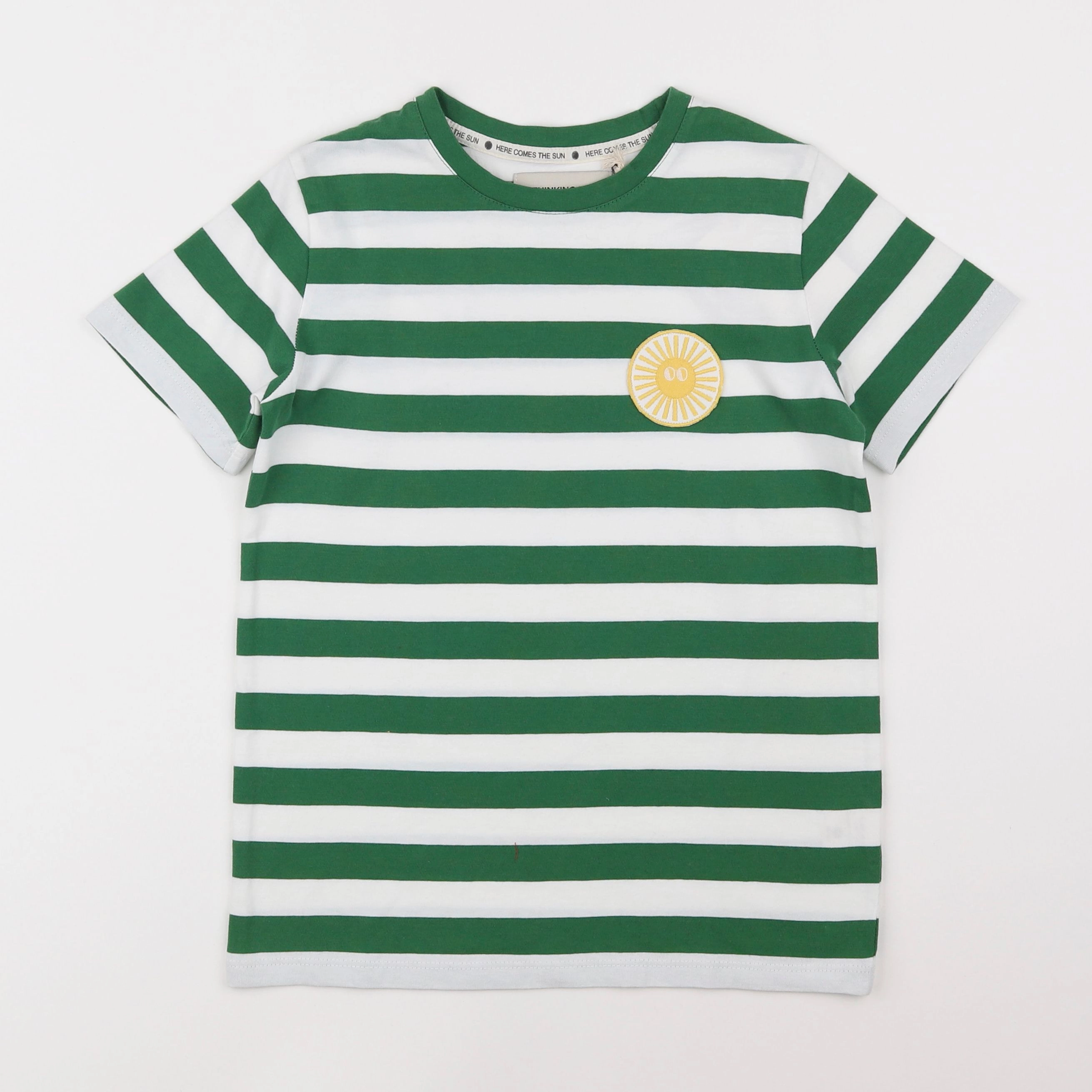 Thinking Mu  - tee-shirt blanc, vert  "SOLEIL"- 8 ans