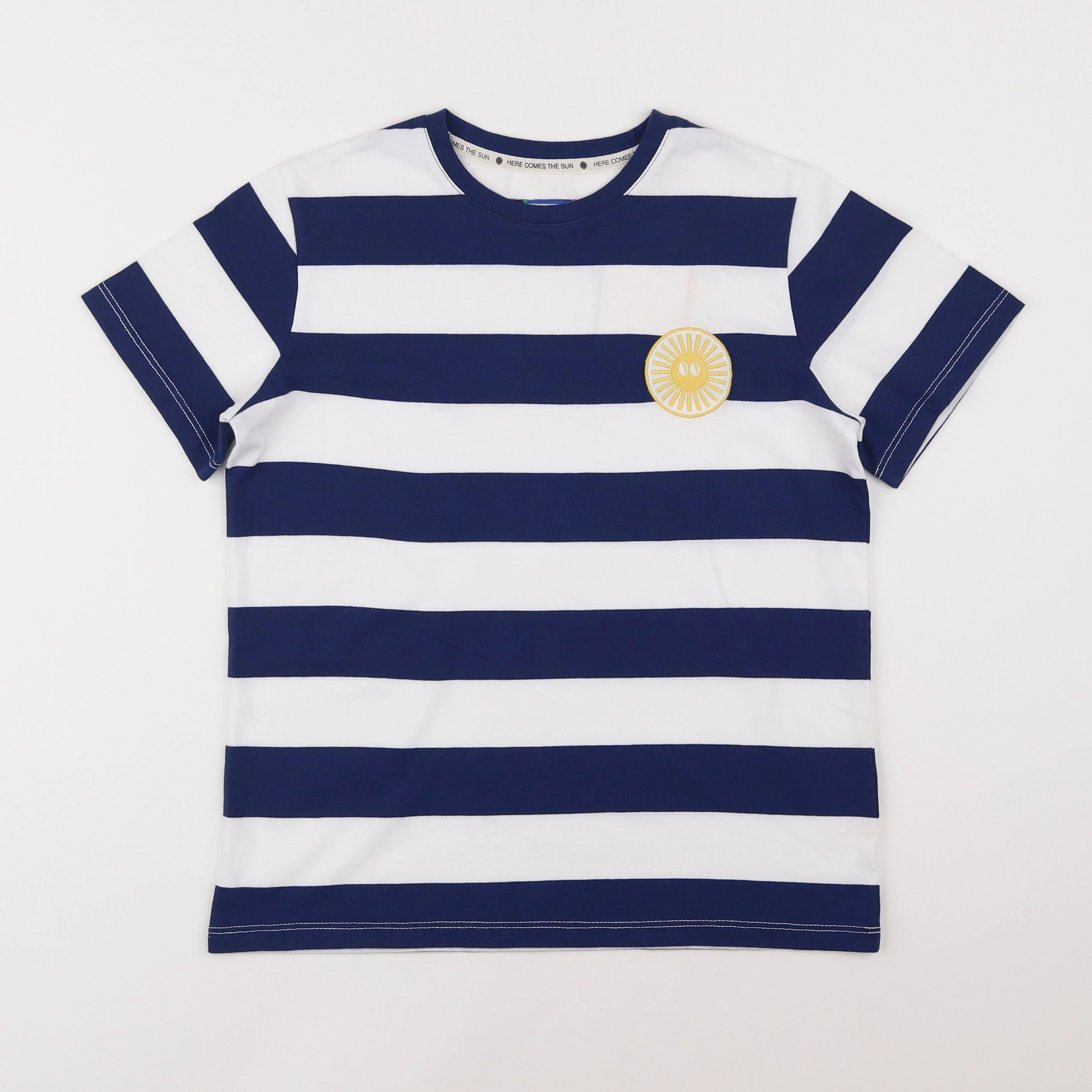 Thinking Mu  - tee-shirt blanc, bleu "SOLEIL" - 8 ans