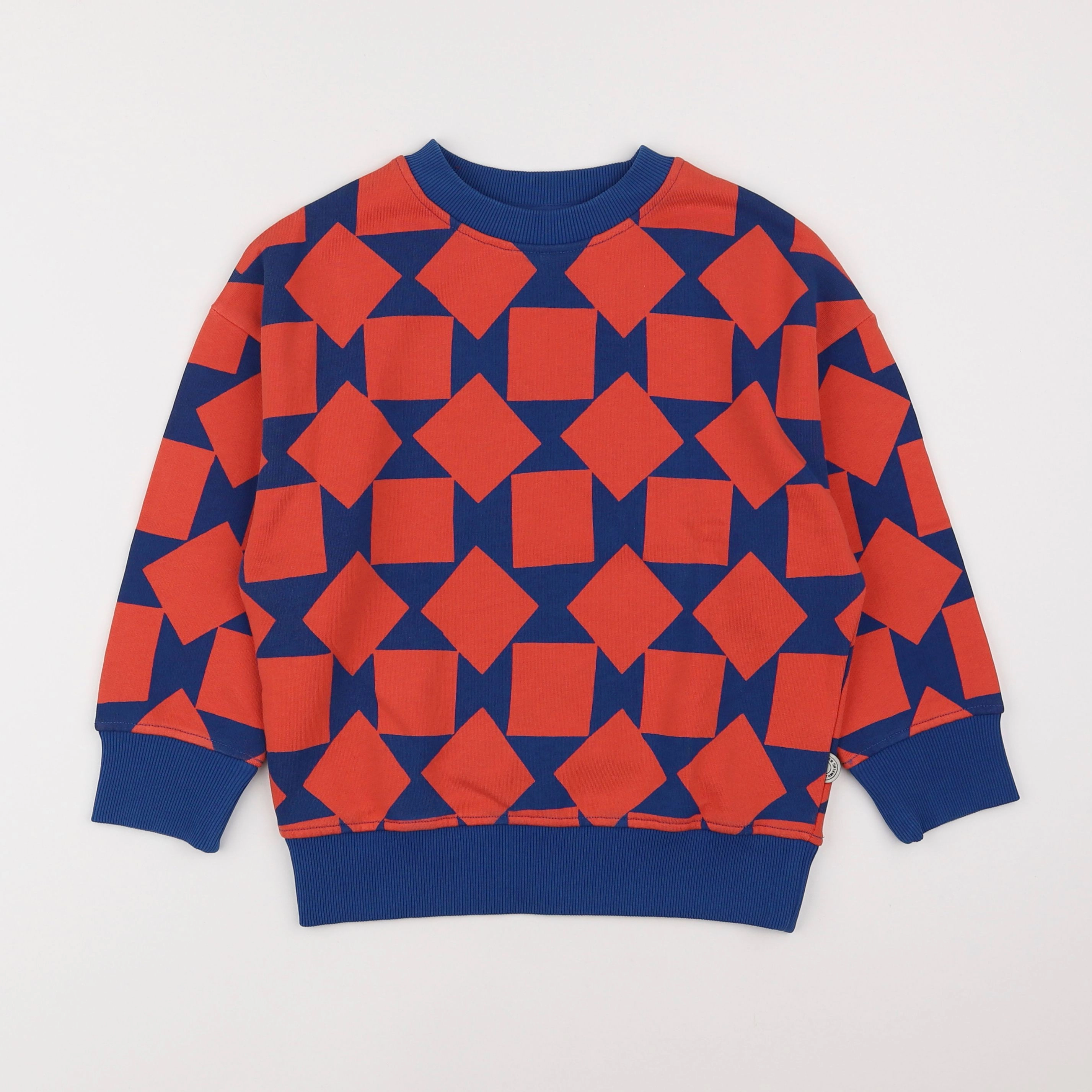 Thinking Mu  - sweat bleu, orange "SQUARE" - 4 ans