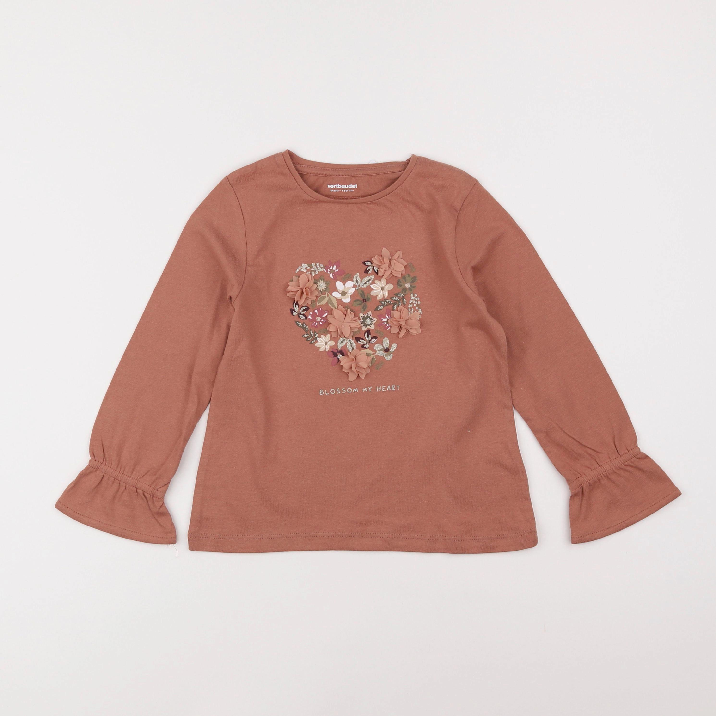 Vertbaudet - tee-shirt rose (état neuf) - 6 ans