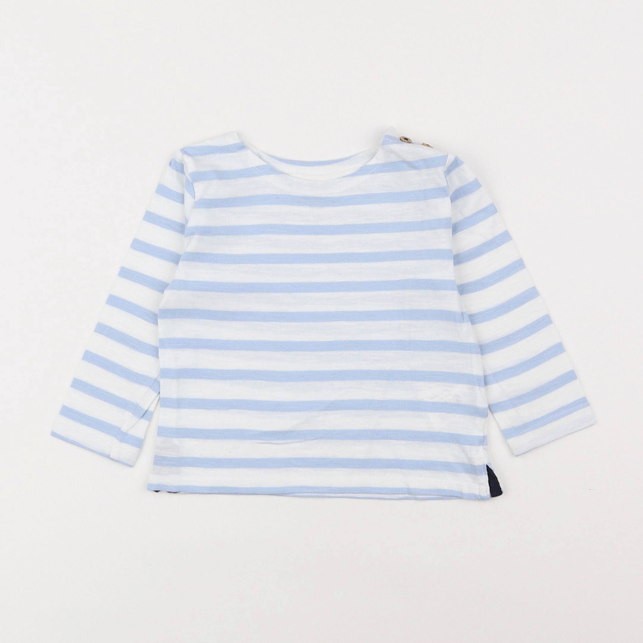 Boutchou - tee-shirt blanc, bleu - 12 mois