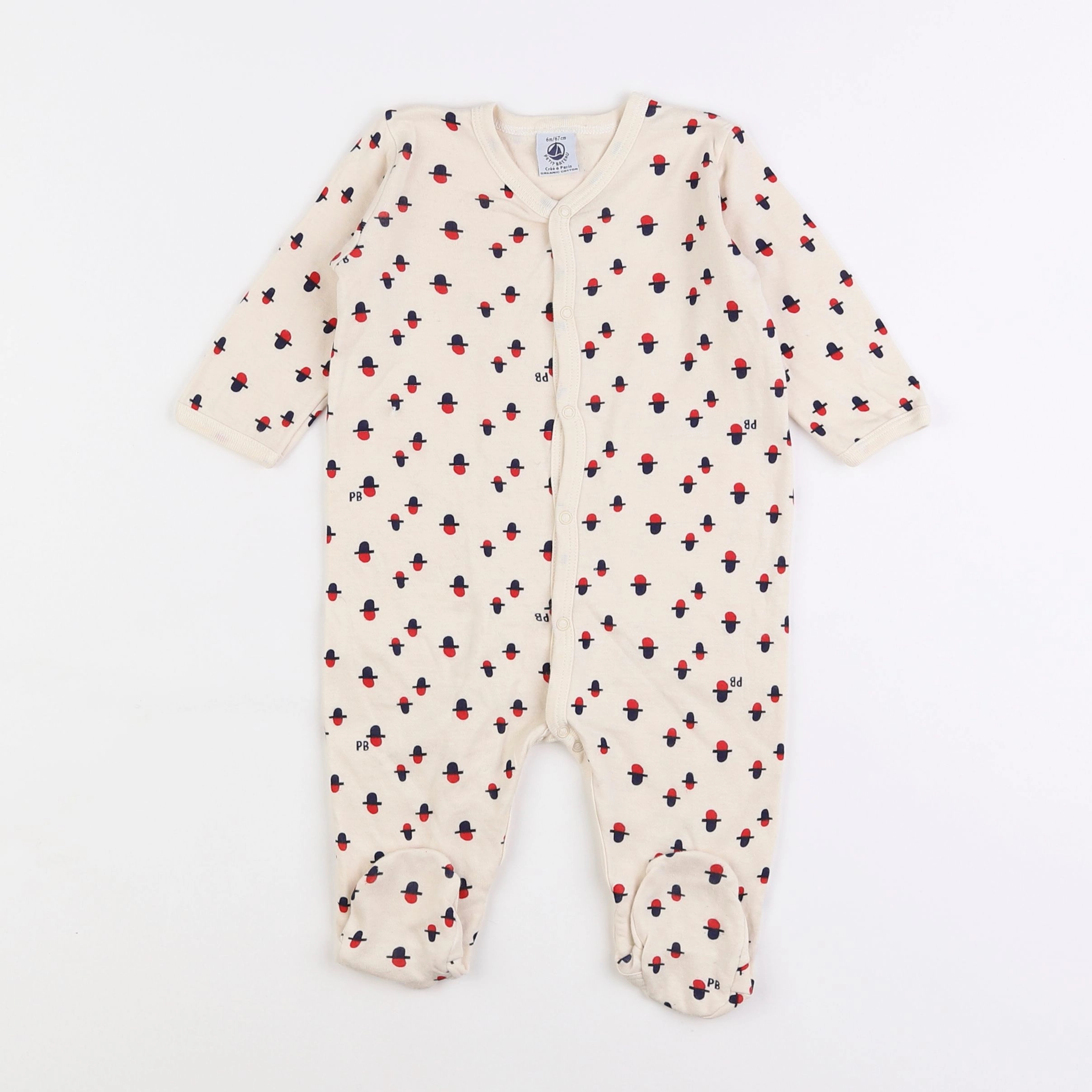 Petit Bateau - pyjama coton beige - 6 mois