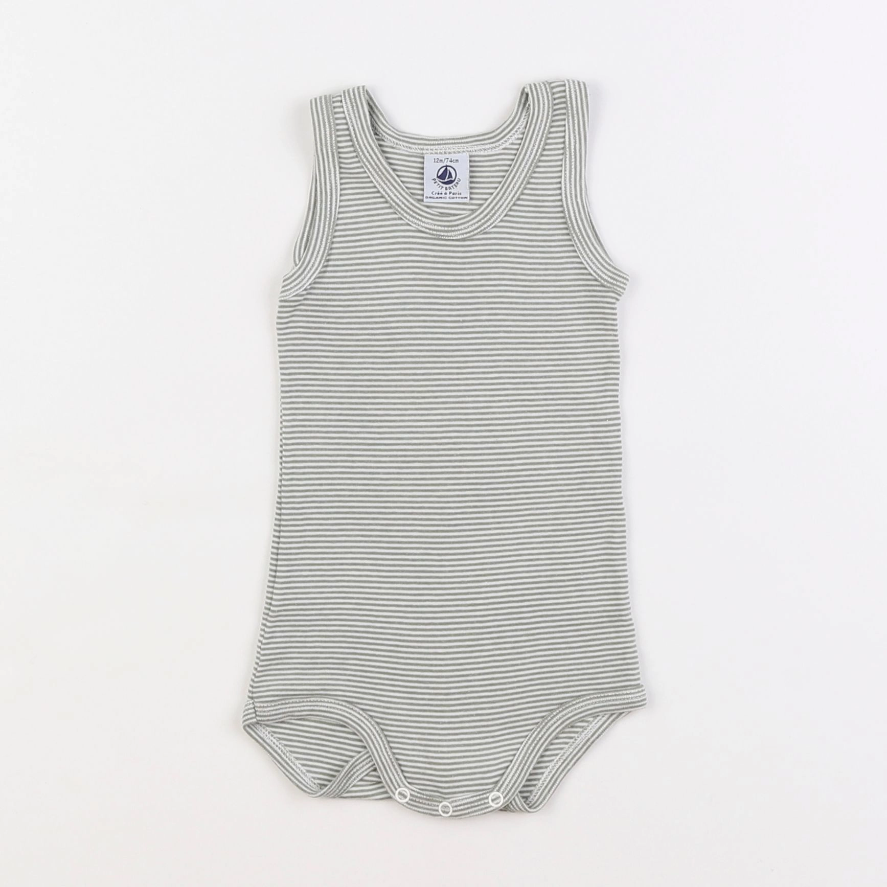 Petit Bateau - body vert - 12 mois