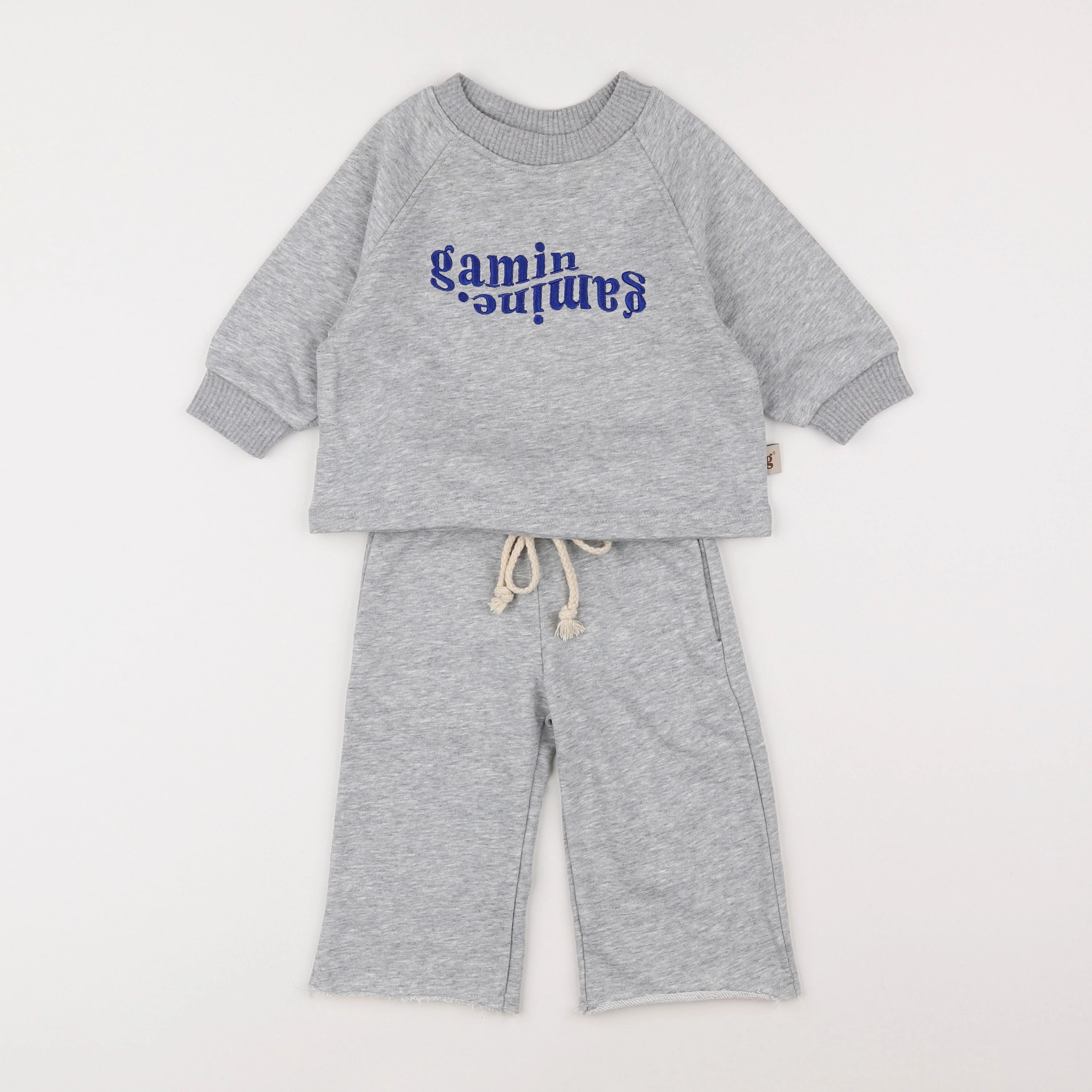 Gamin gamine - ensemble gris - 3/6 mois