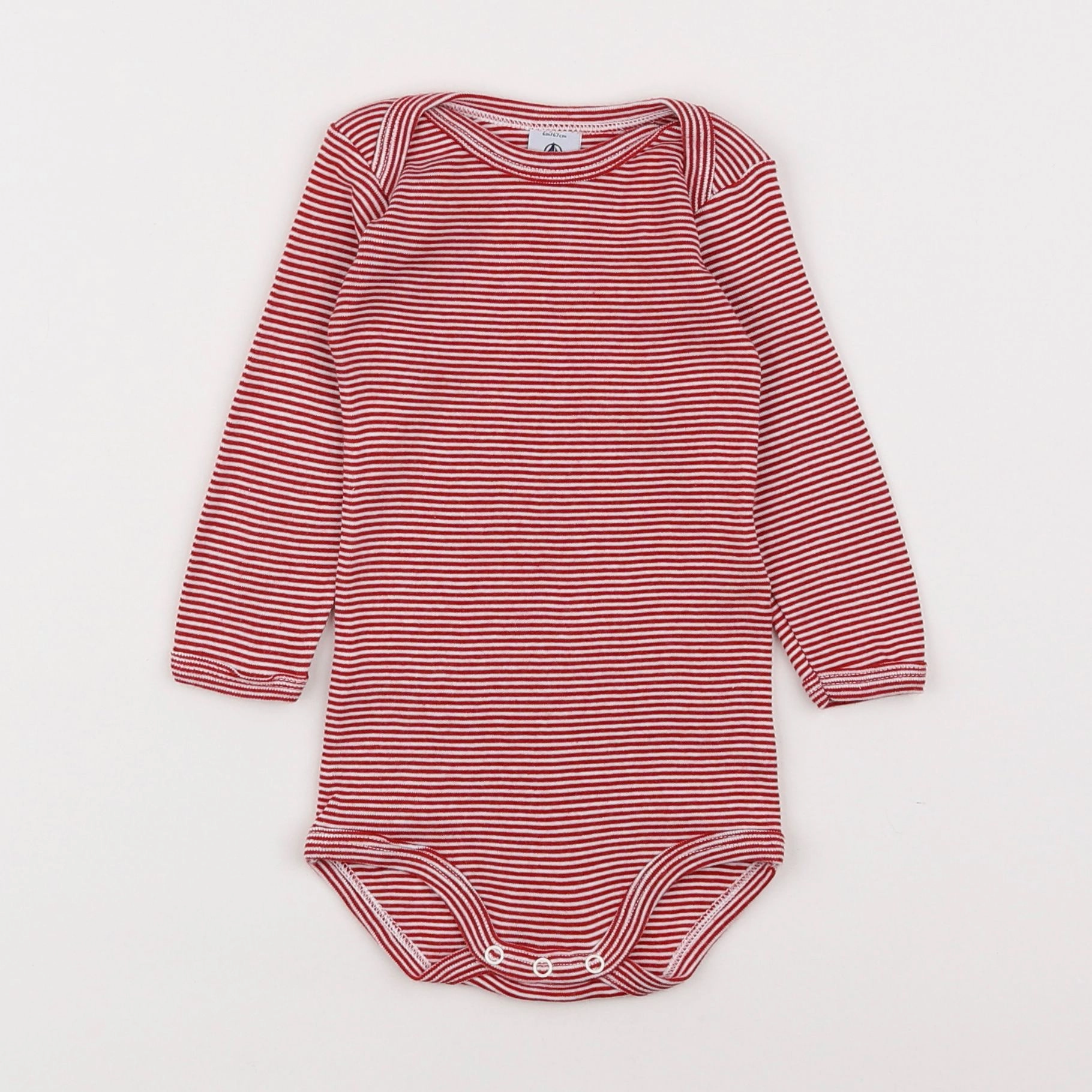 Petit Bateau - body blanc, rouge - 6 mois