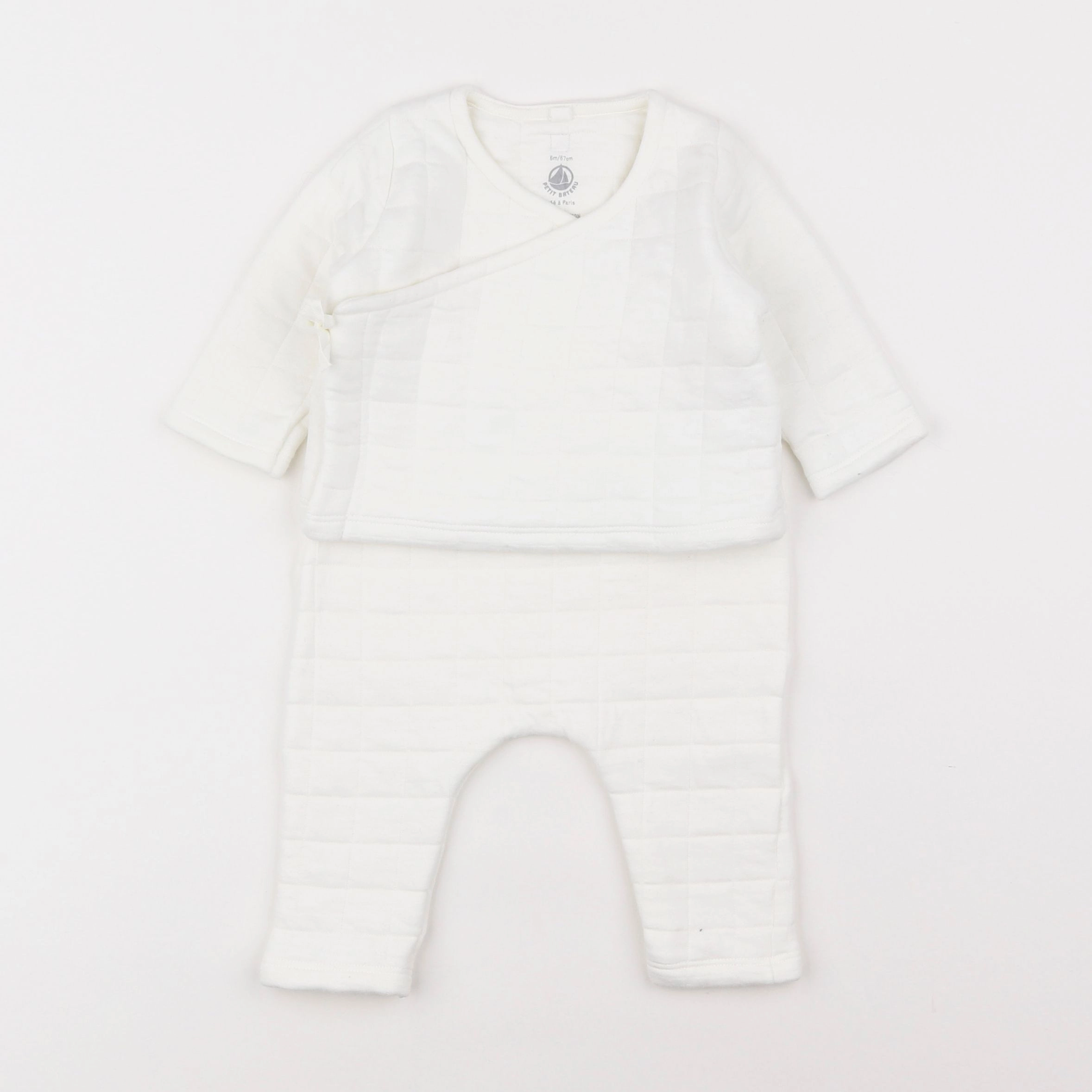 Petit Bateau - ensemble blanc - 6 mois