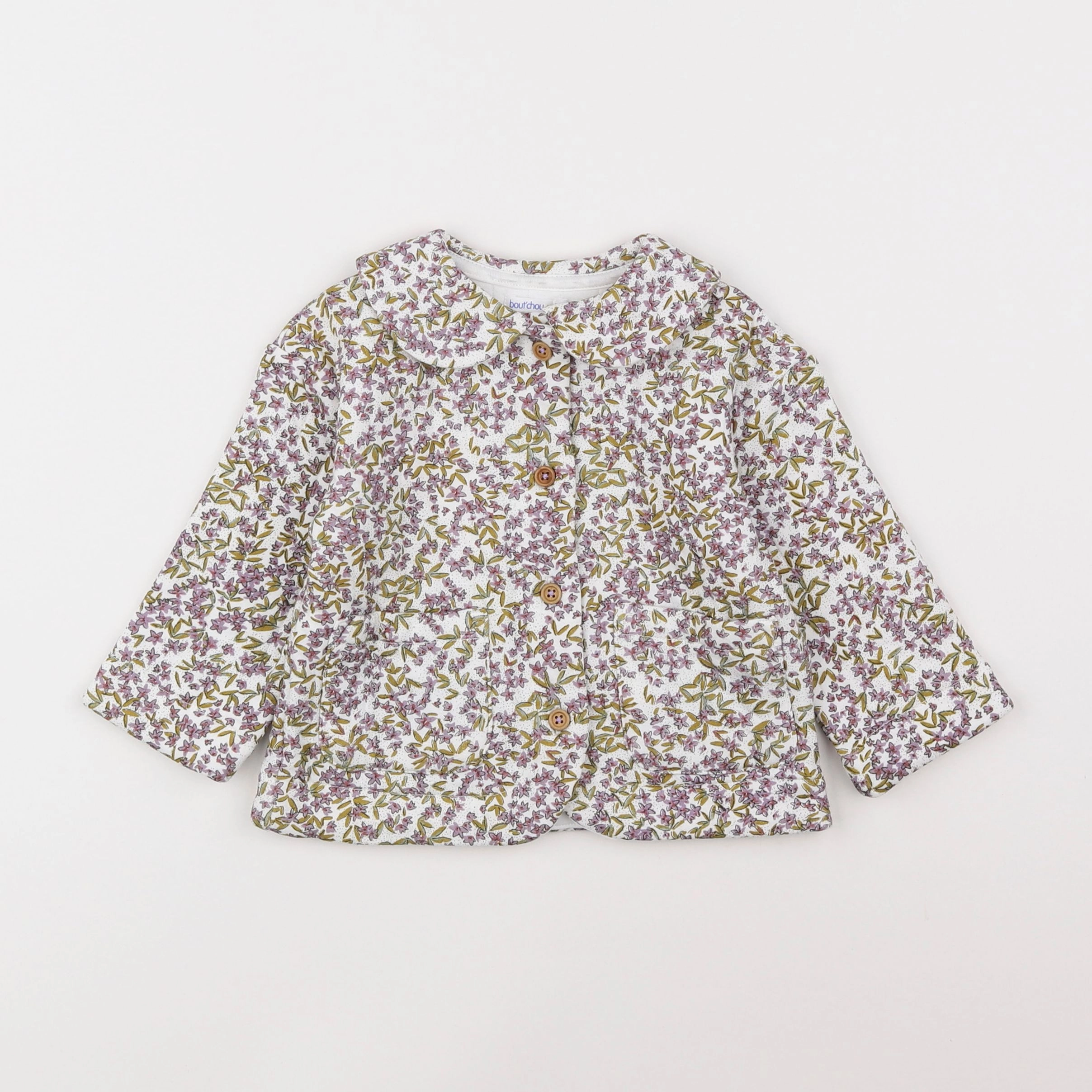 Boutchou - veste beige, violet - 12 mois