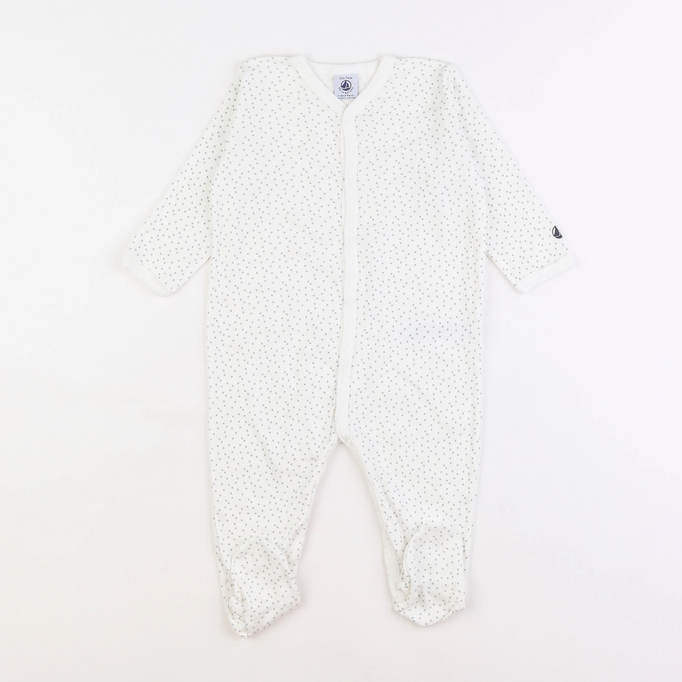 Petit Bateau - pyjama coton blanc - 12 mois