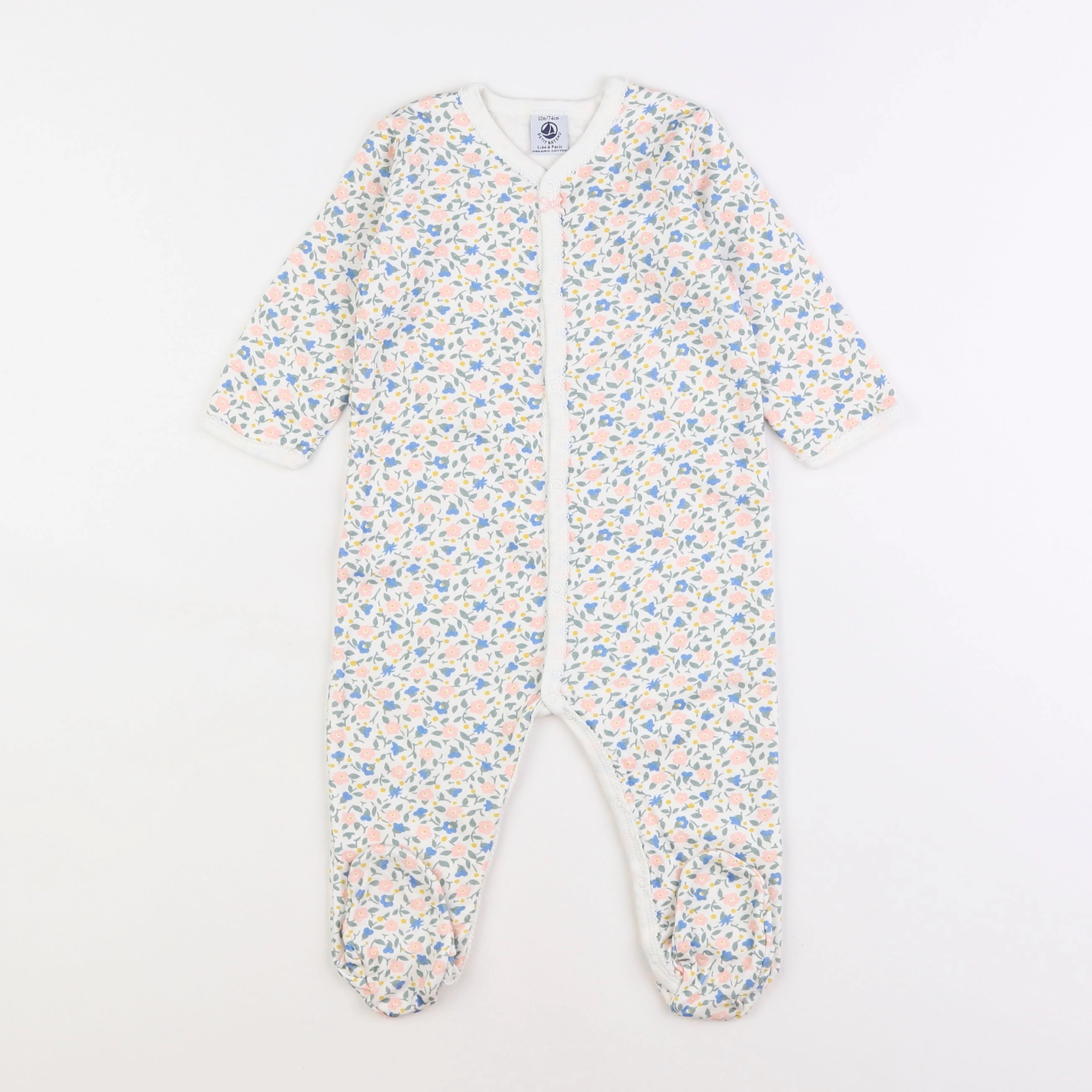 Petit Bateau - pyjama coton blanc - 12 mois