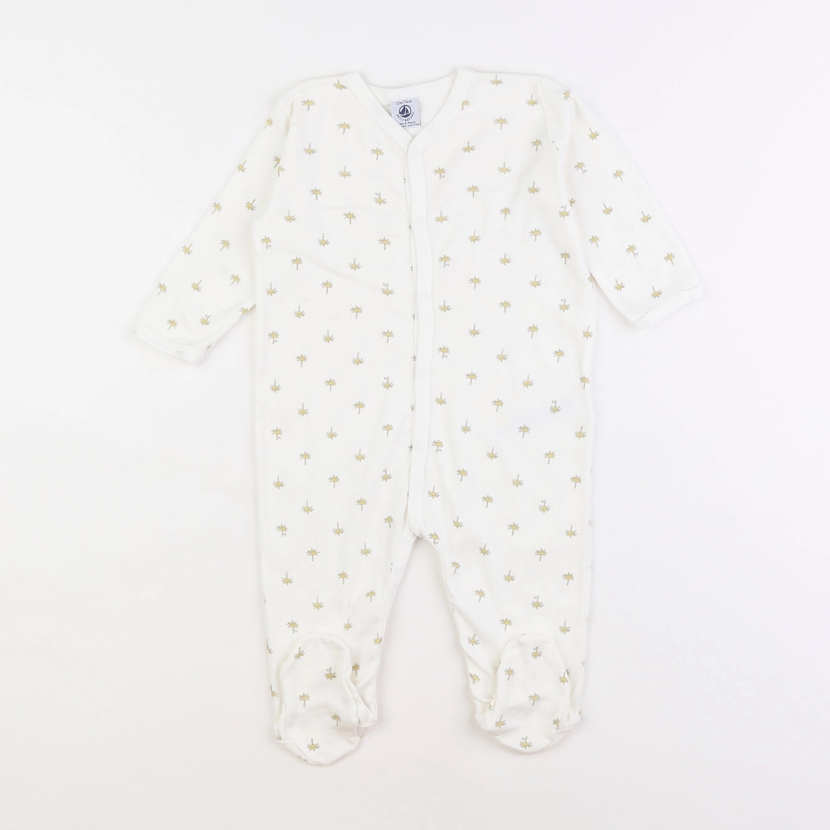 Petit Bateau - pyjama coton blanc - 12 mois