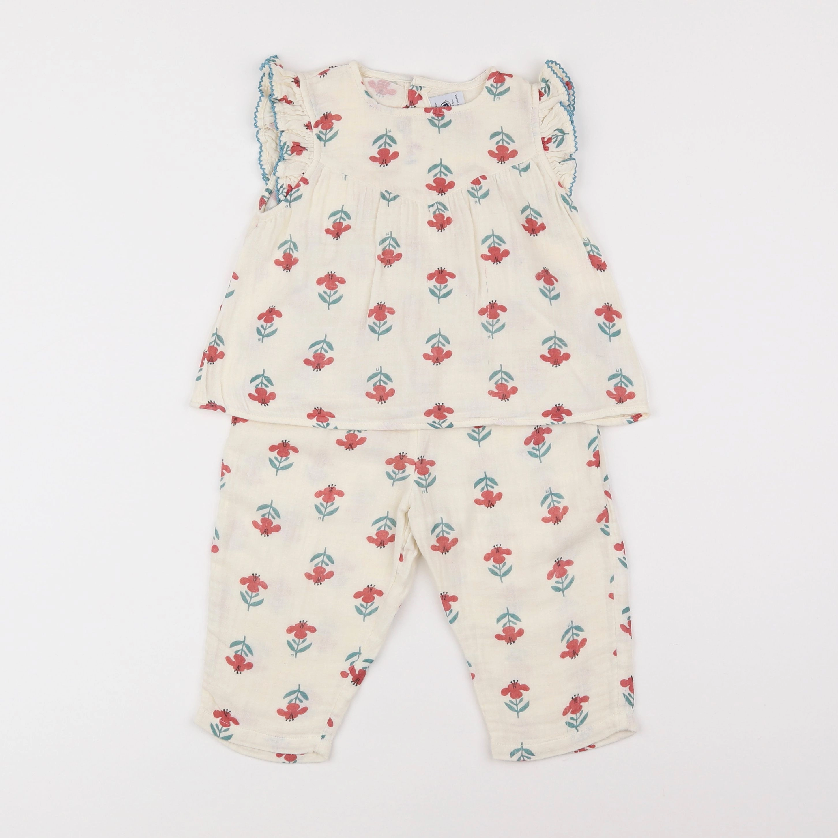 Petit Bateau - ensemble beige, rose - 18 mois