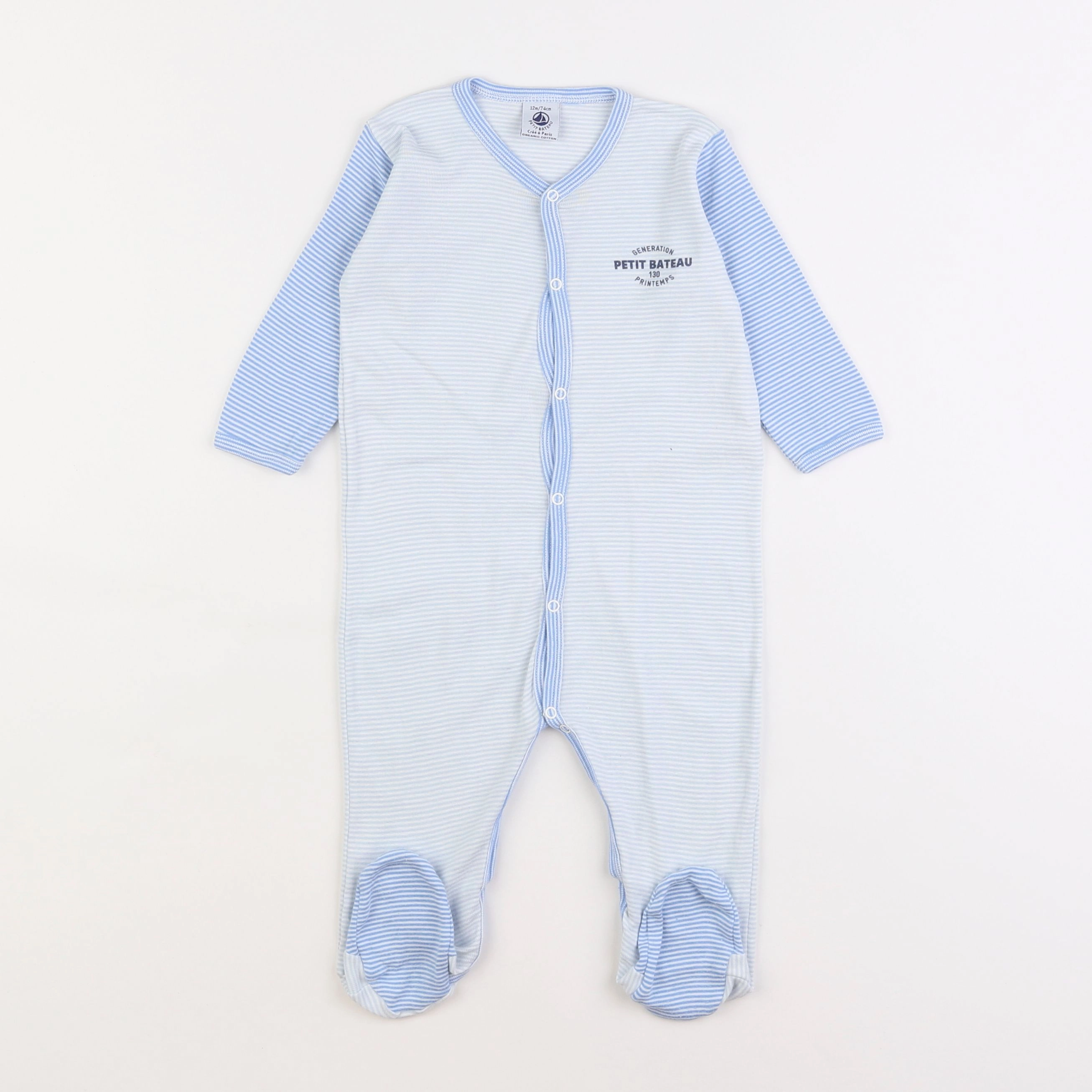 Petit Bateau - pyjama coton bleu - 12 mois