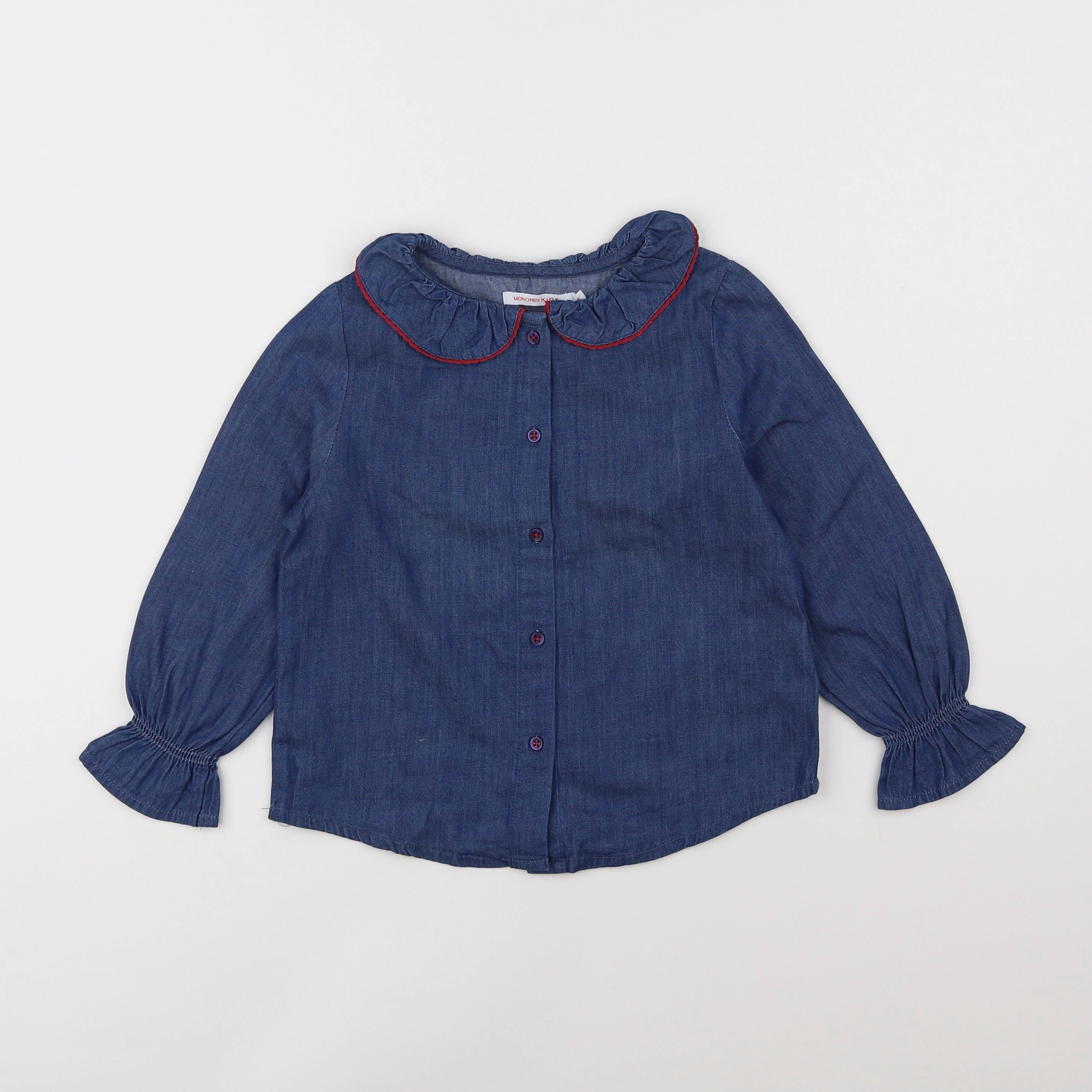 Monoprix - blouse bleu - 4 ans