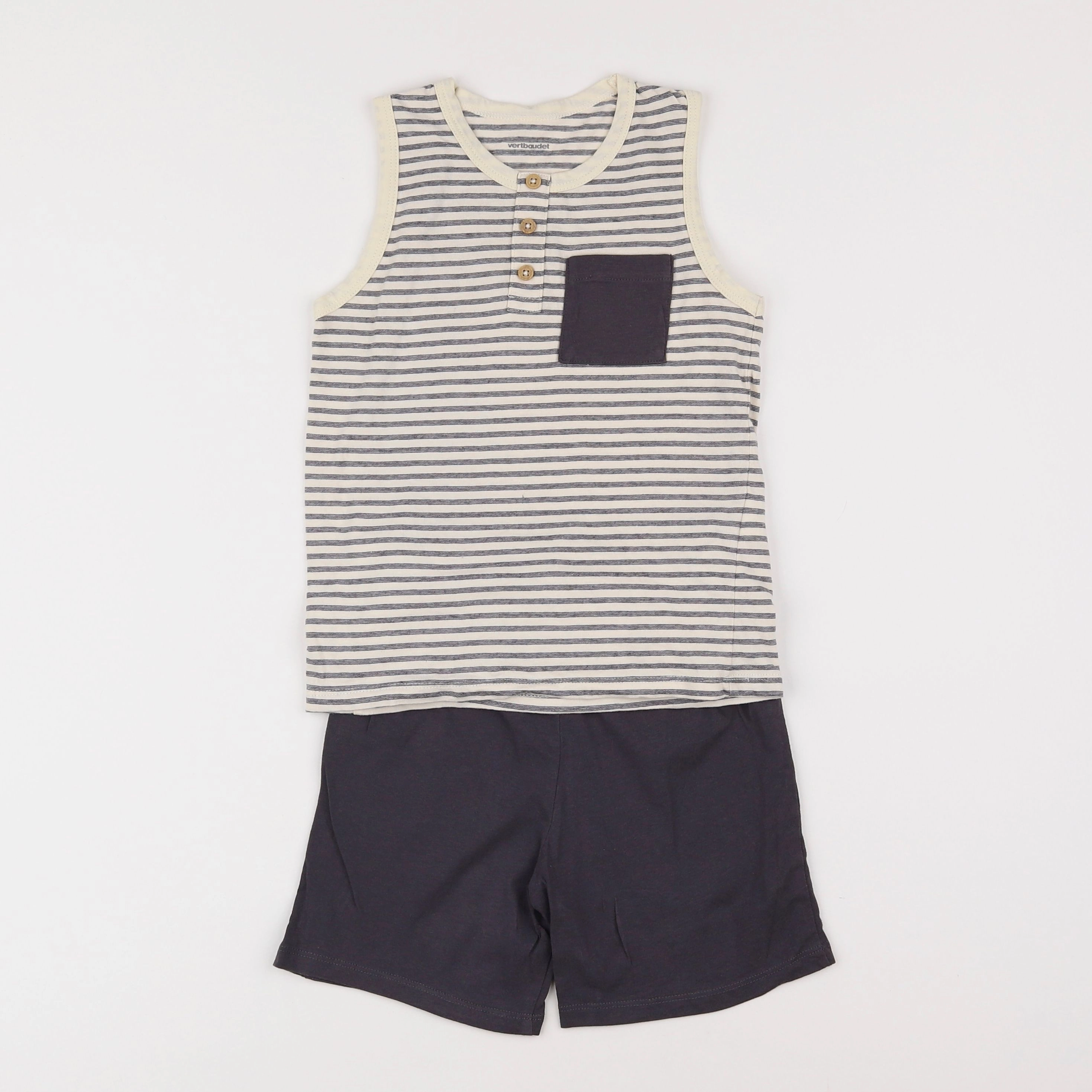 Vertbaudet - pyjama coton gris, noir - 6 ans