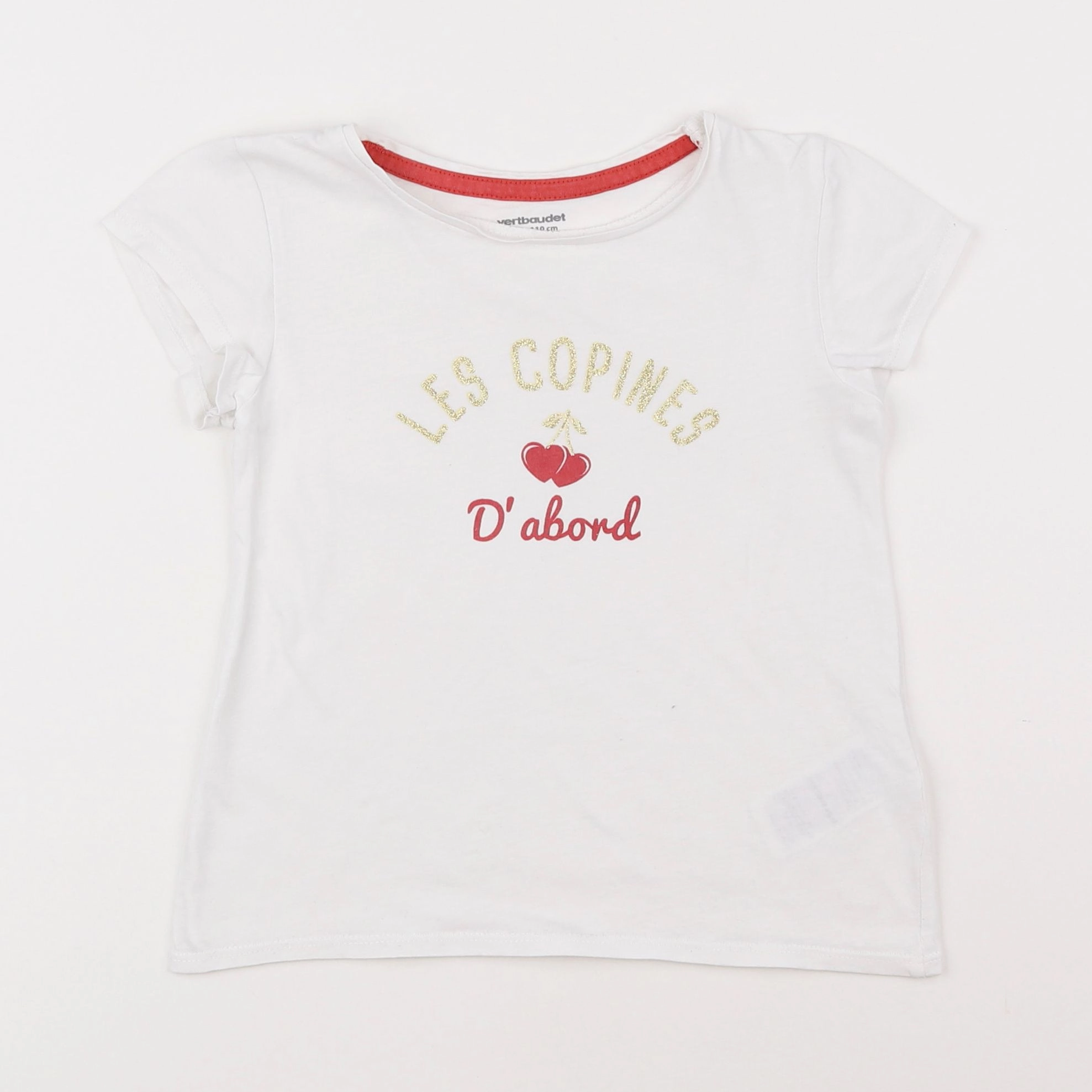 Vertbaudet - tee-shirt blanc, or - 5 ans