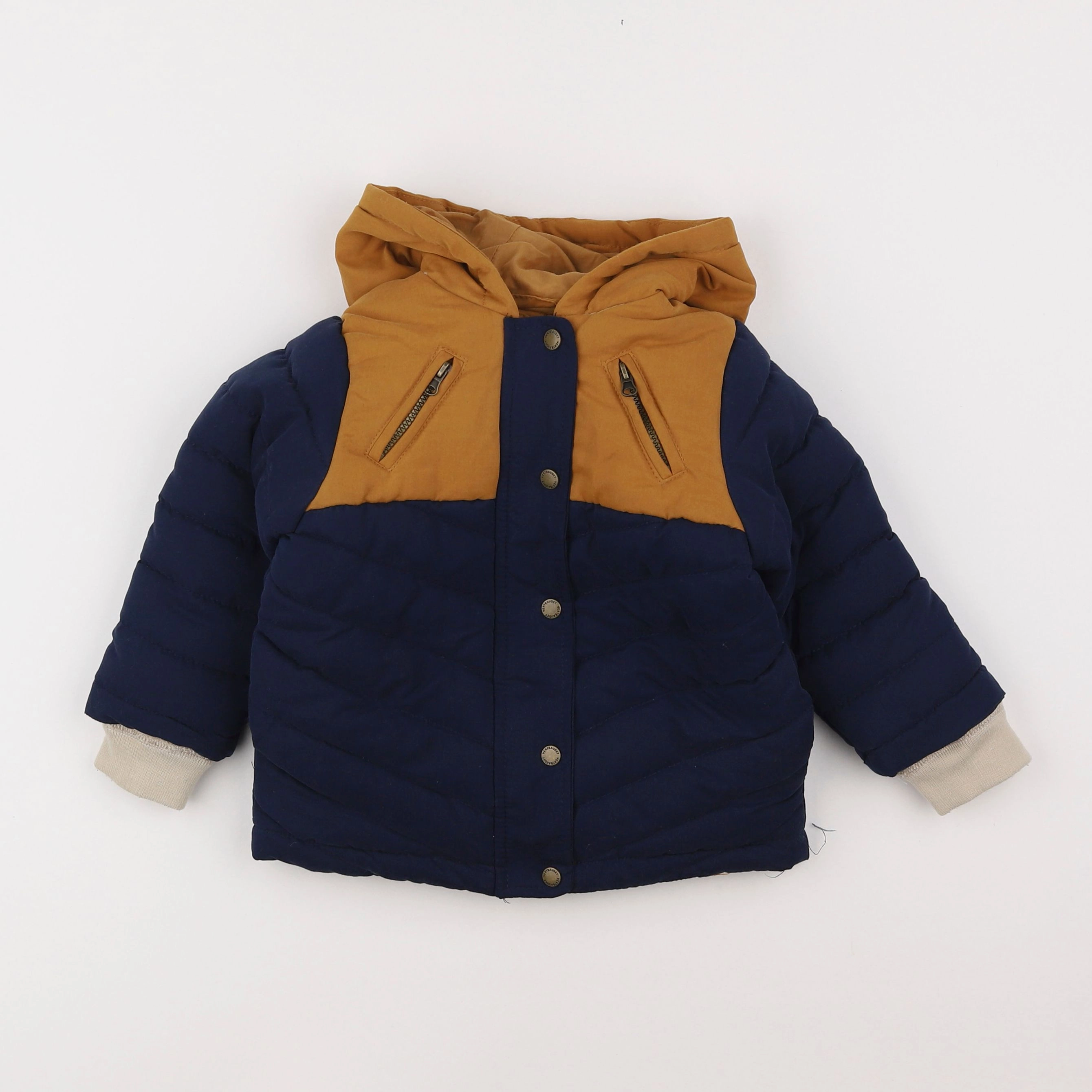 Vertbaudet - manteau doublure amovible bleu, marron - 2 ans