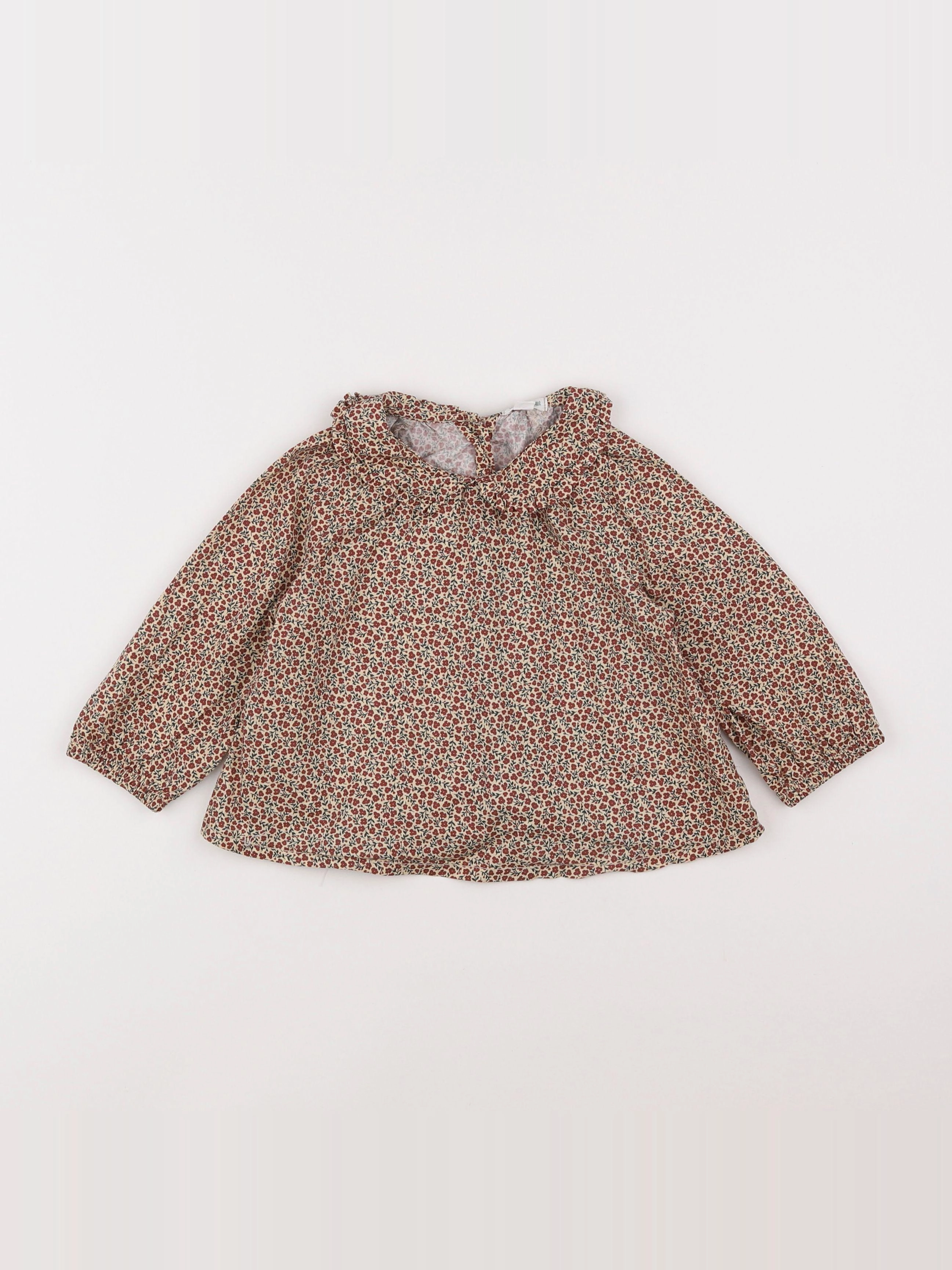 Vertbaudet - blouse marron, rouge - 18 mois