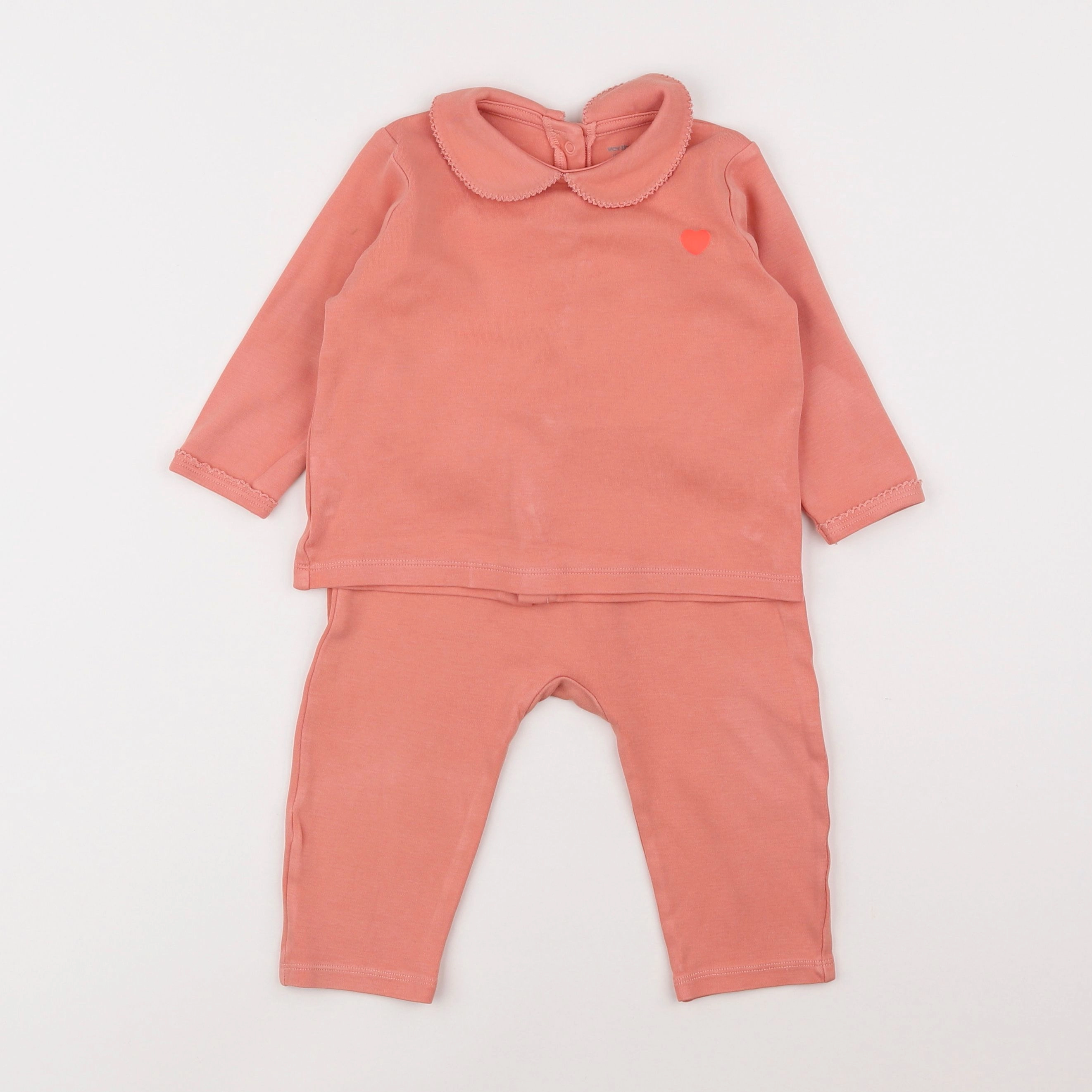 Vertbaudet - ensemble coton rose - 18 mois