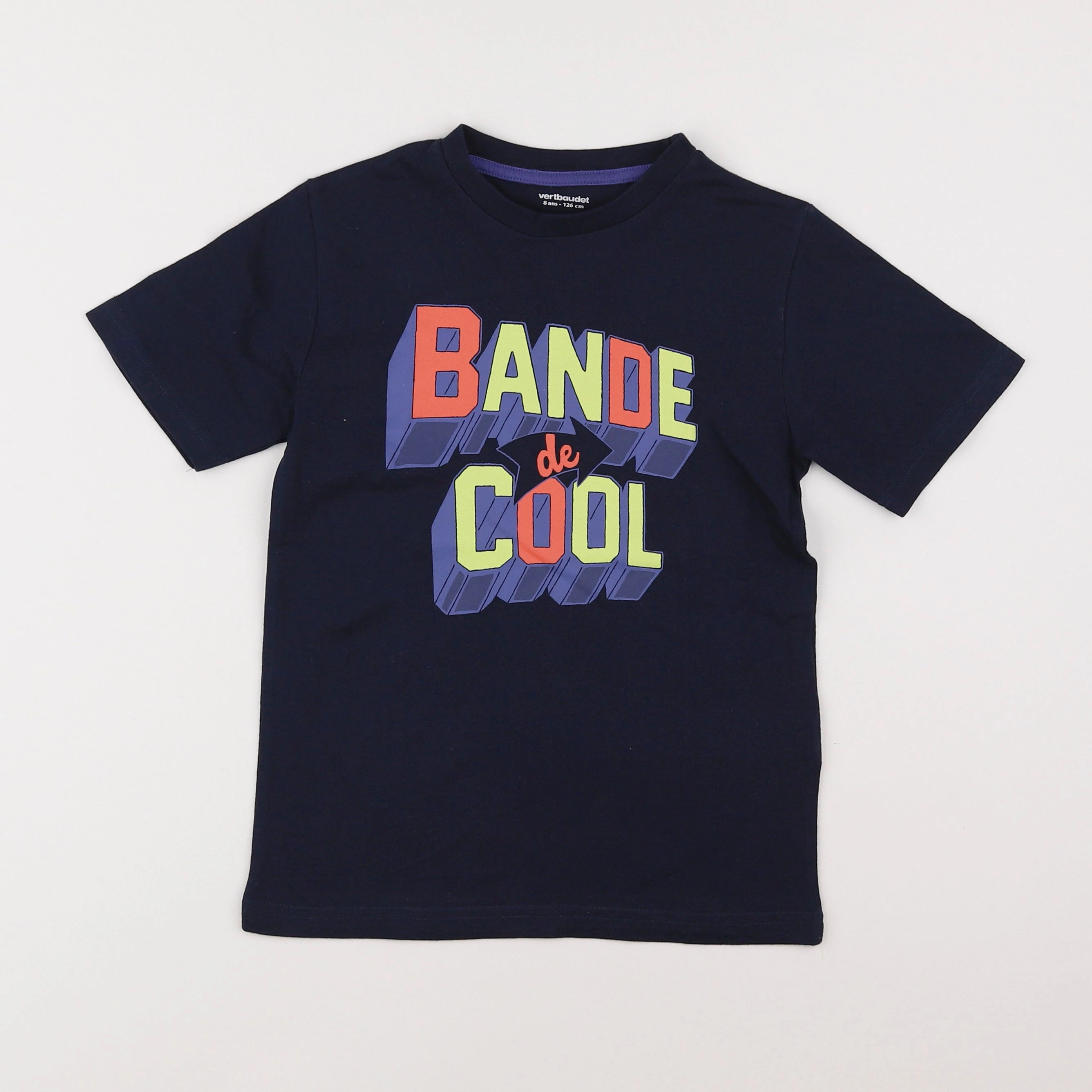 Vertbaudet - tee-shirt bleu - 8 ans