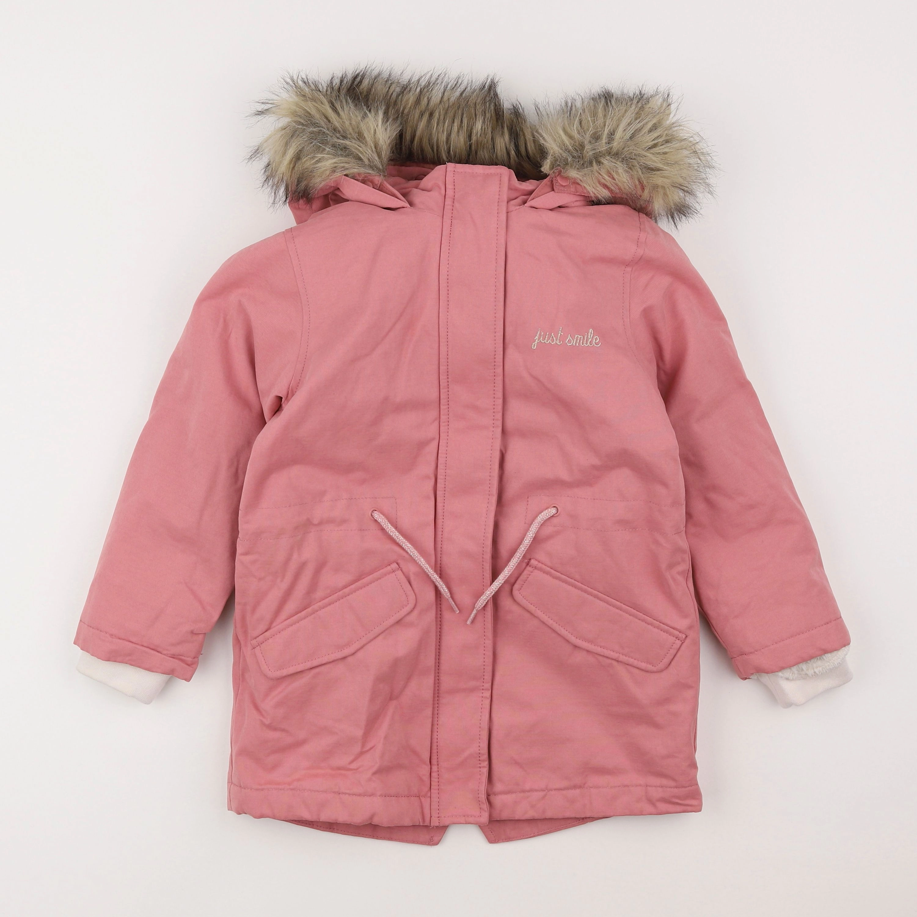 Vertbaudet - manteau doublure amovible rose - 7 ans