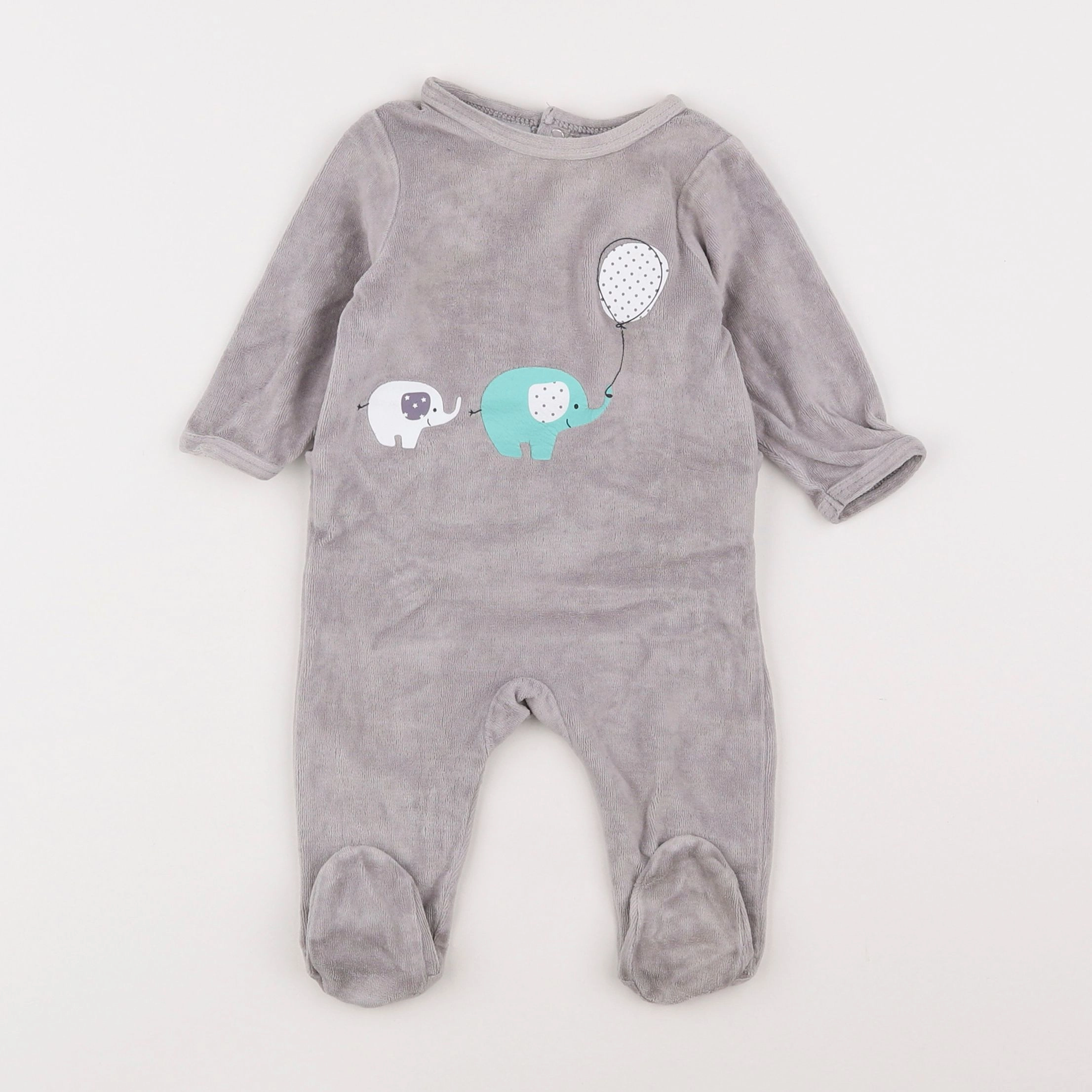 Vertbaudet - pyjama velours gris - 3 mois