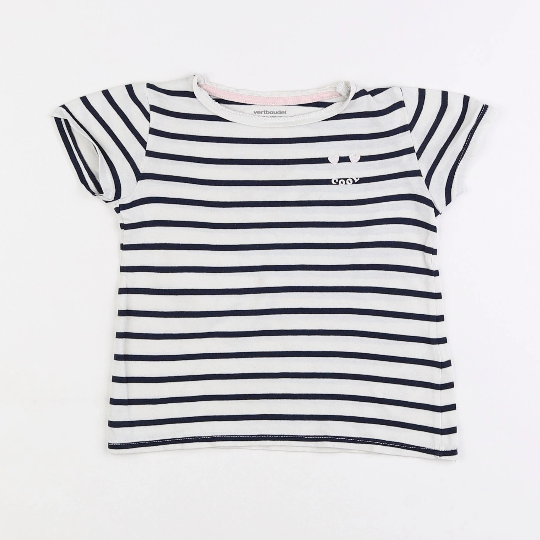 Vertbaudet - tee-shirt blanc, bleu - 4 ans