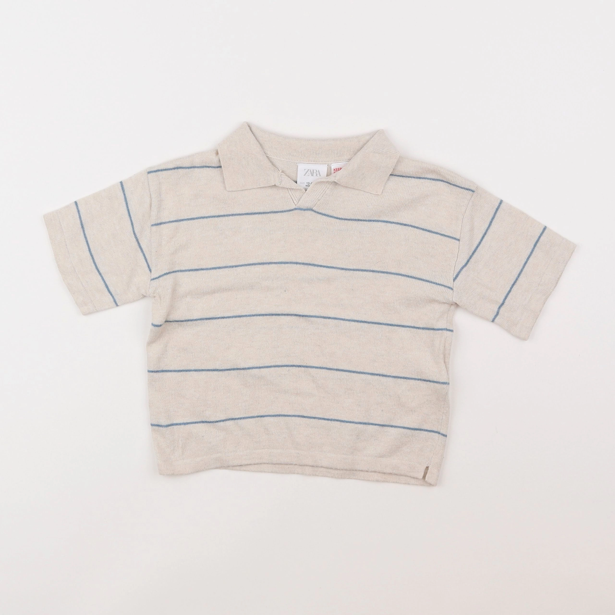 Zara - polo beige, bleu - 12/18 mois