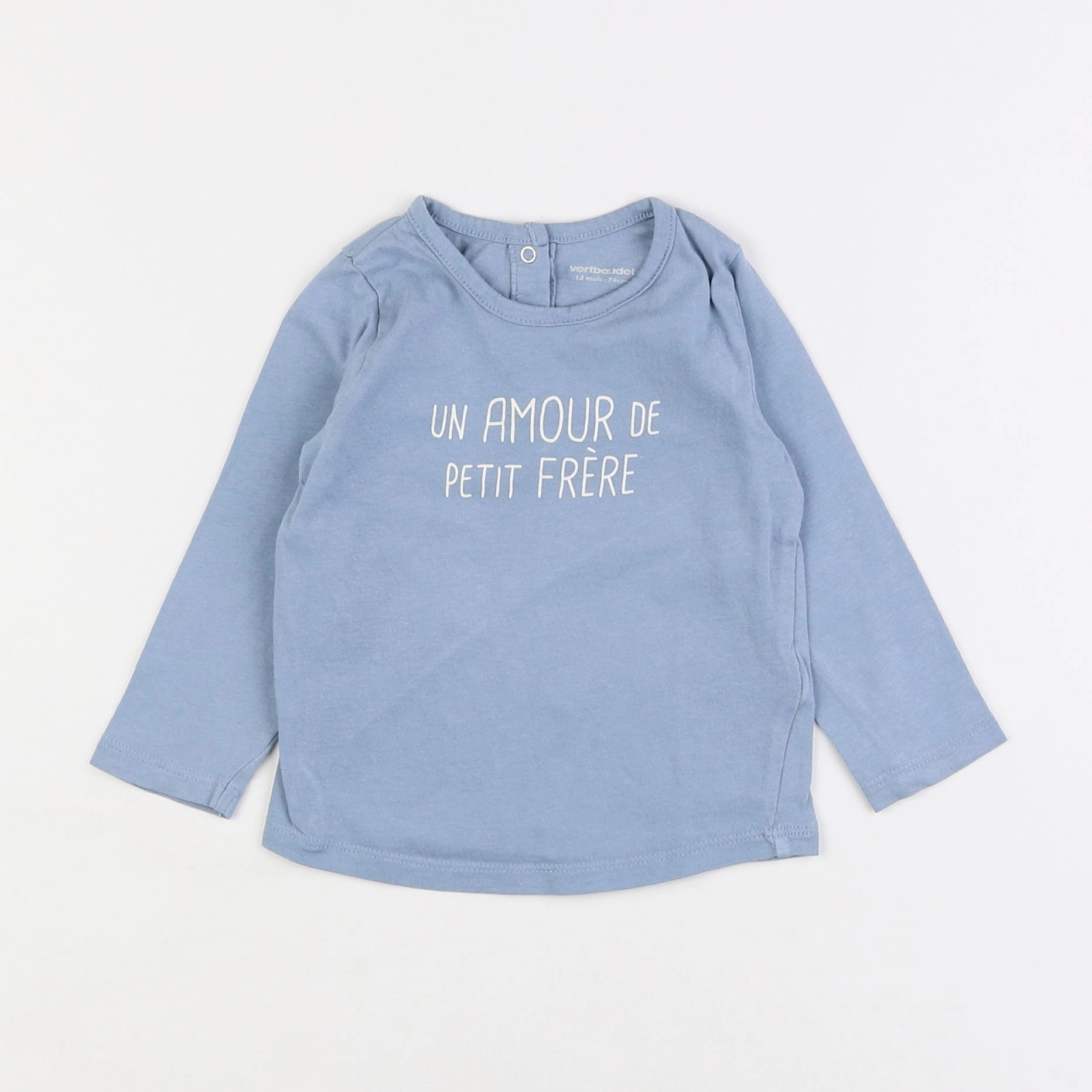 Vertbaudet - tee-shirt bleu - 12 mois