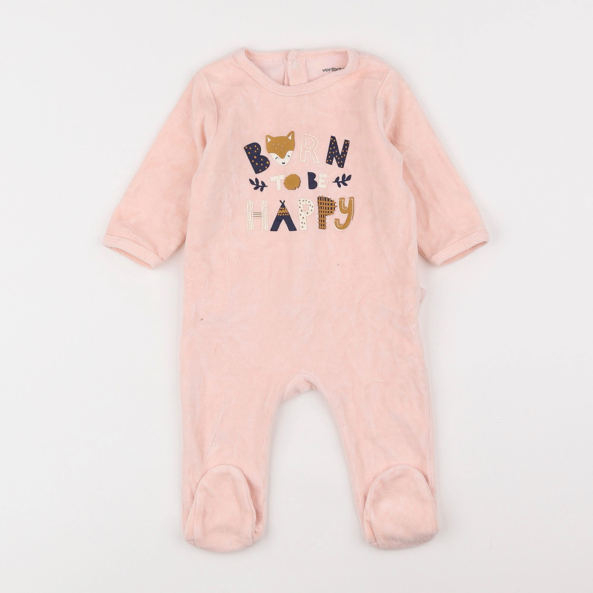 Vertbaudet - pyjama velours rose - 6 mois