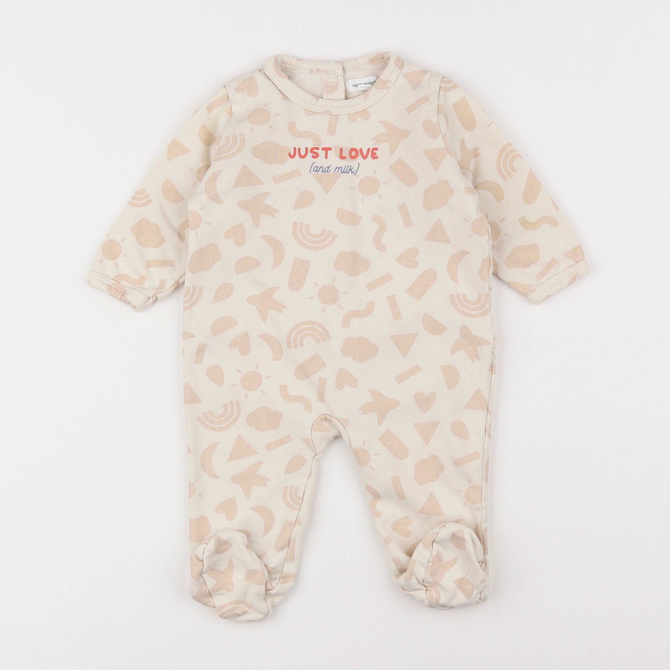 Vertbaudet - pyjama coton beige - 6 mois