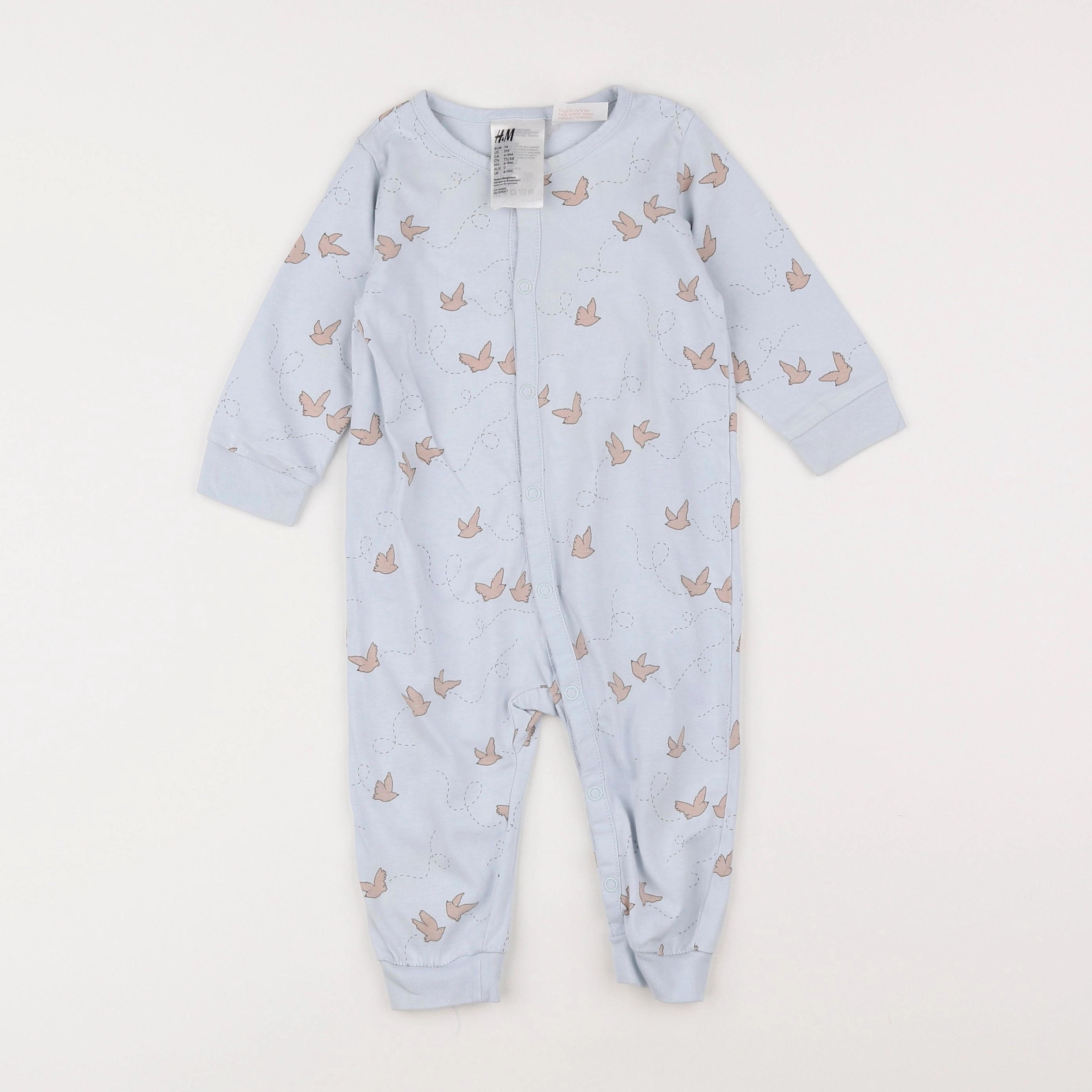 H&M - pyjama coton bleu - 6/9 mois