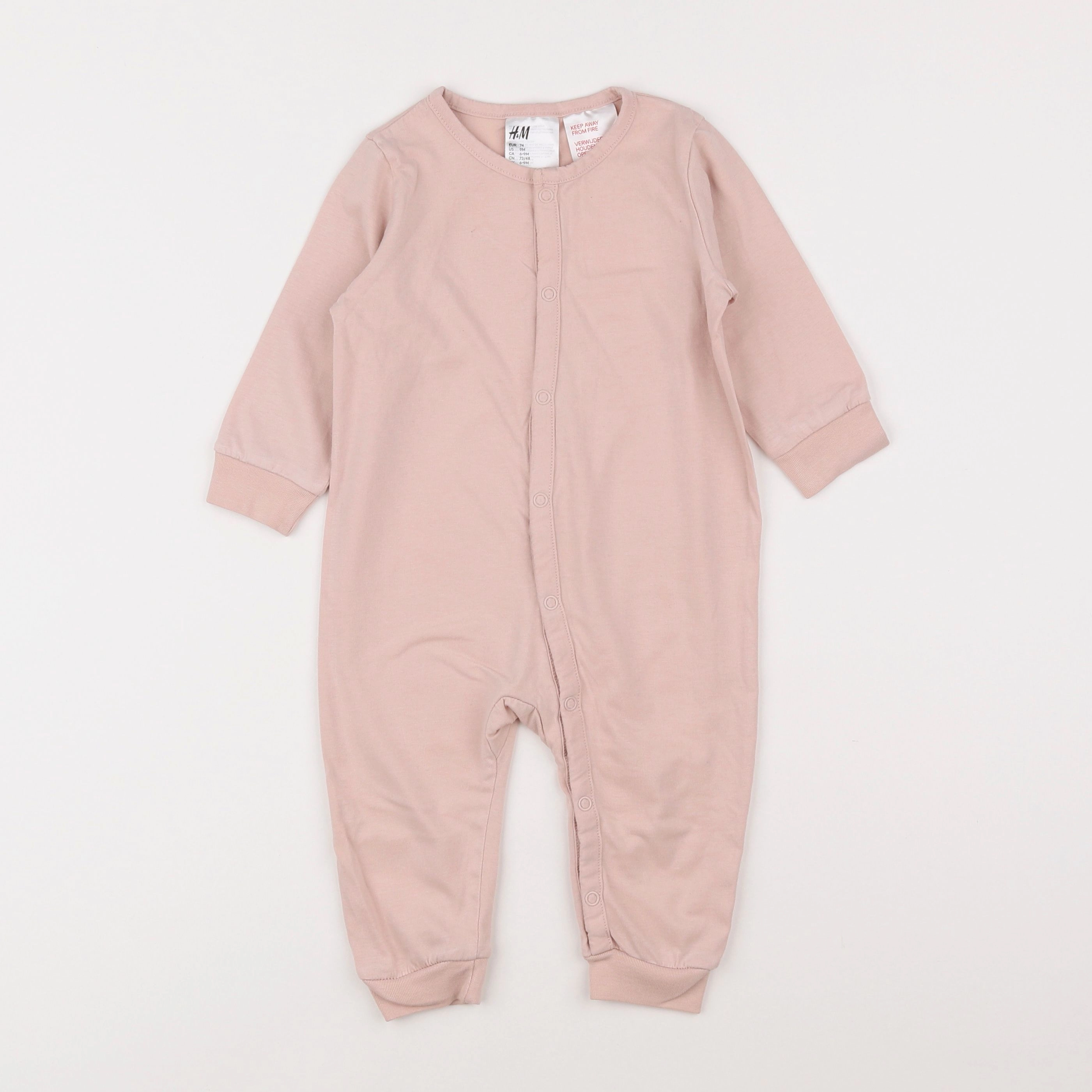 H&M - pyjama coton rose - 6/9 mois