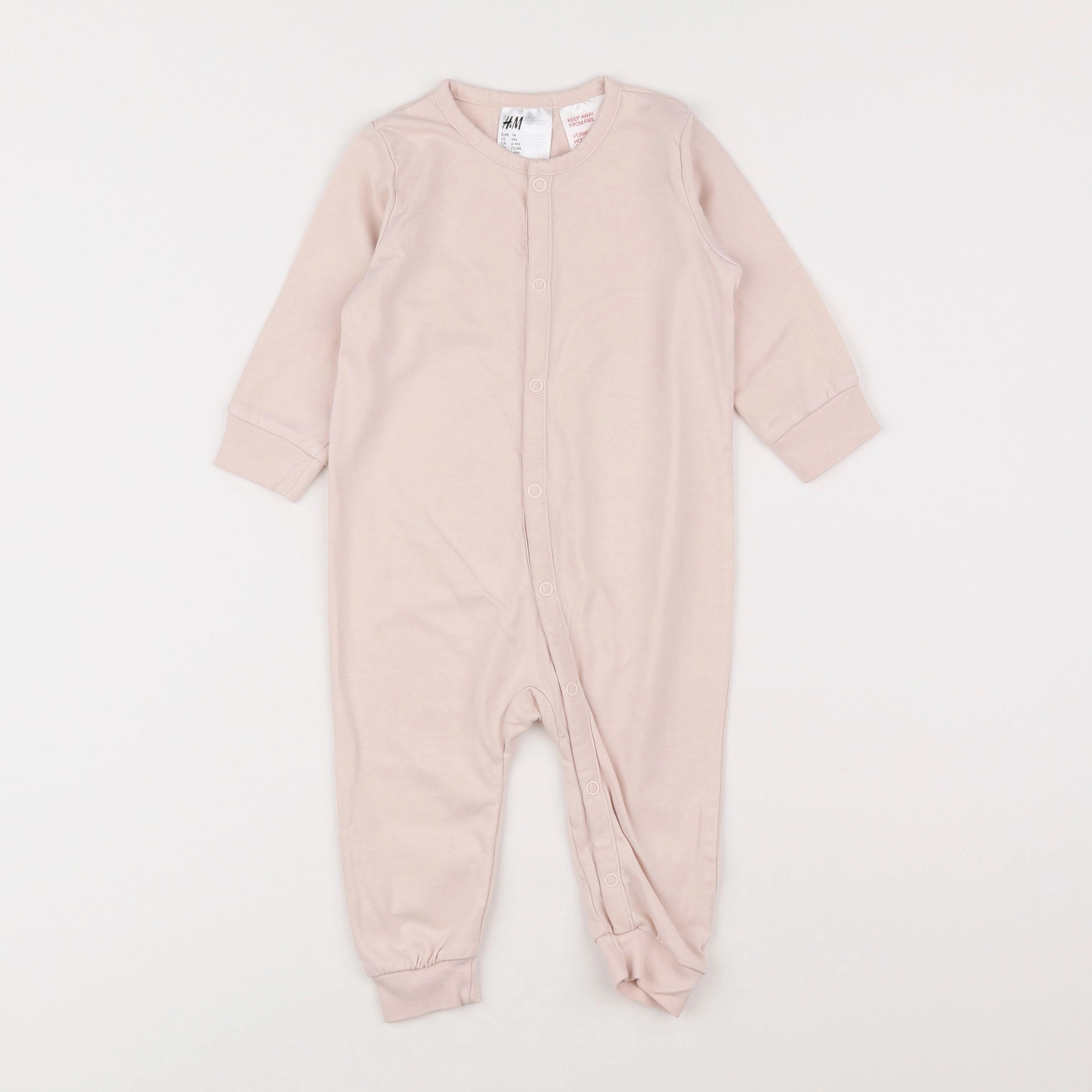 H&M - pyjama coton beige - 6/9 mois