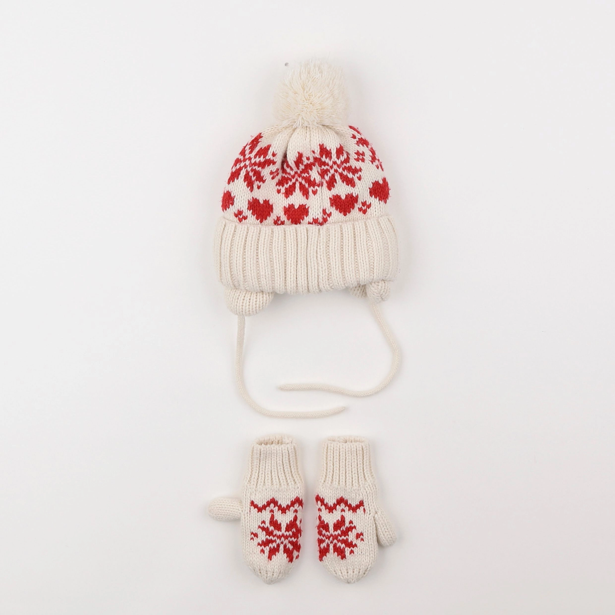 H&M - ensemble bonnet/moufles rouge - 9/12 mois