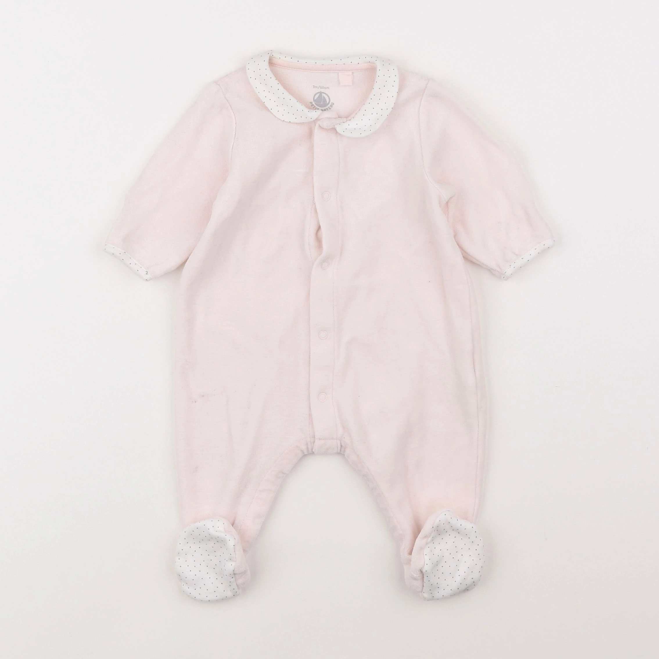 Petit Bateau - pyjama velours rose - 3 mois