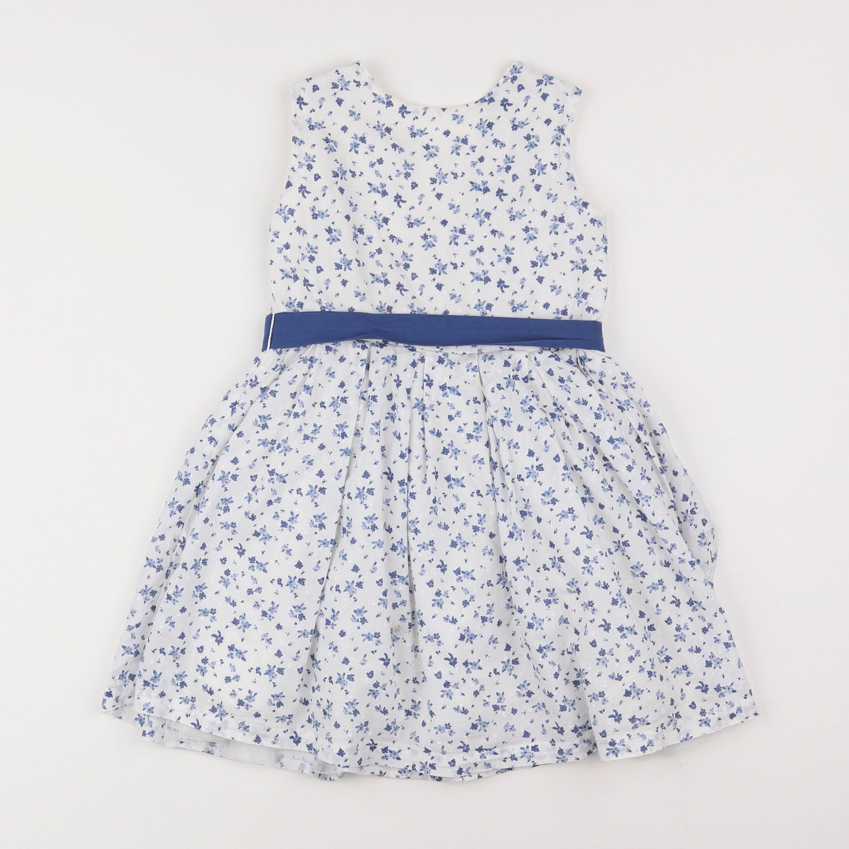 Vertbaudet - robe blanc, bleu - 5/6 ans