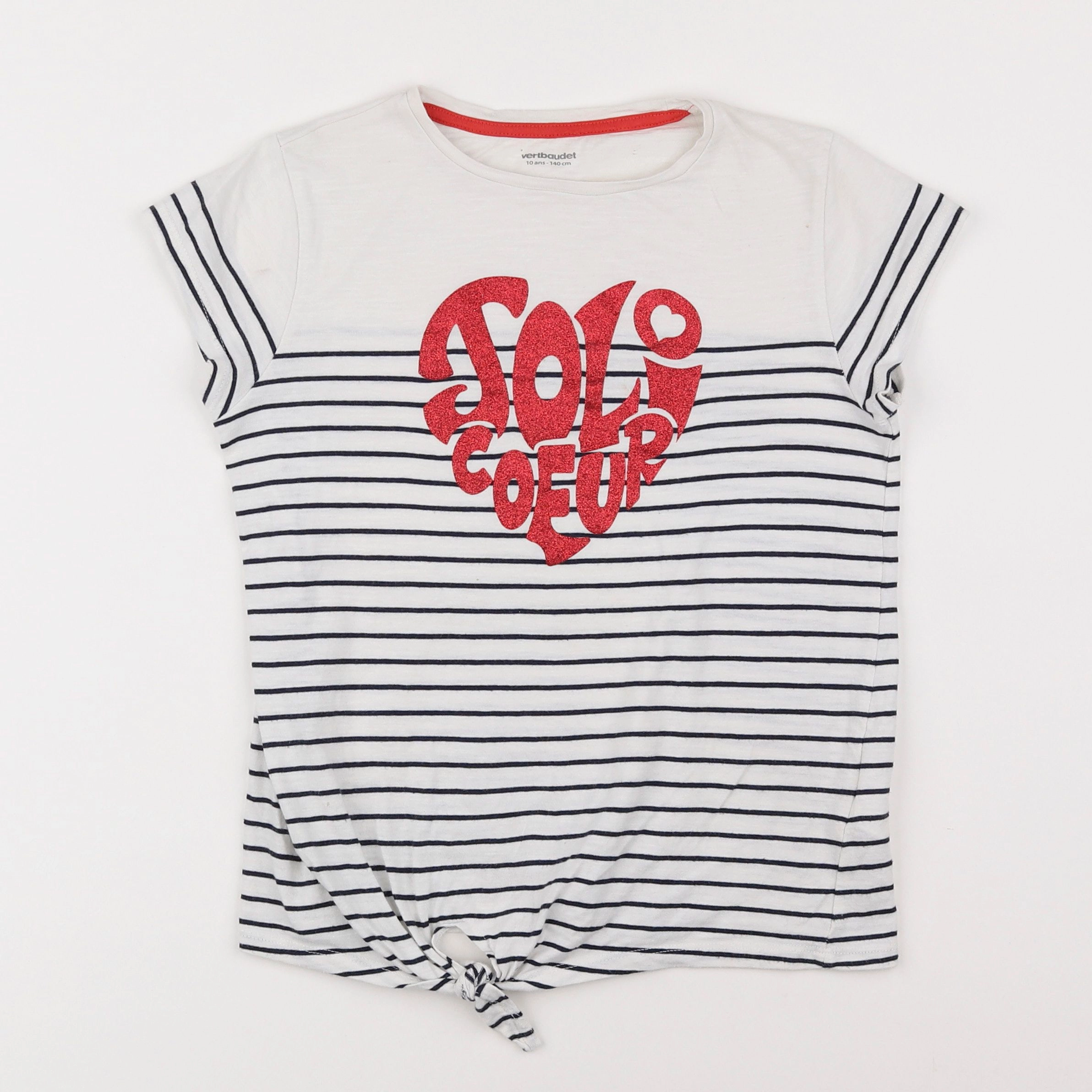 Vertbaudet - tee-shirt blanc, rouge - 10 ans