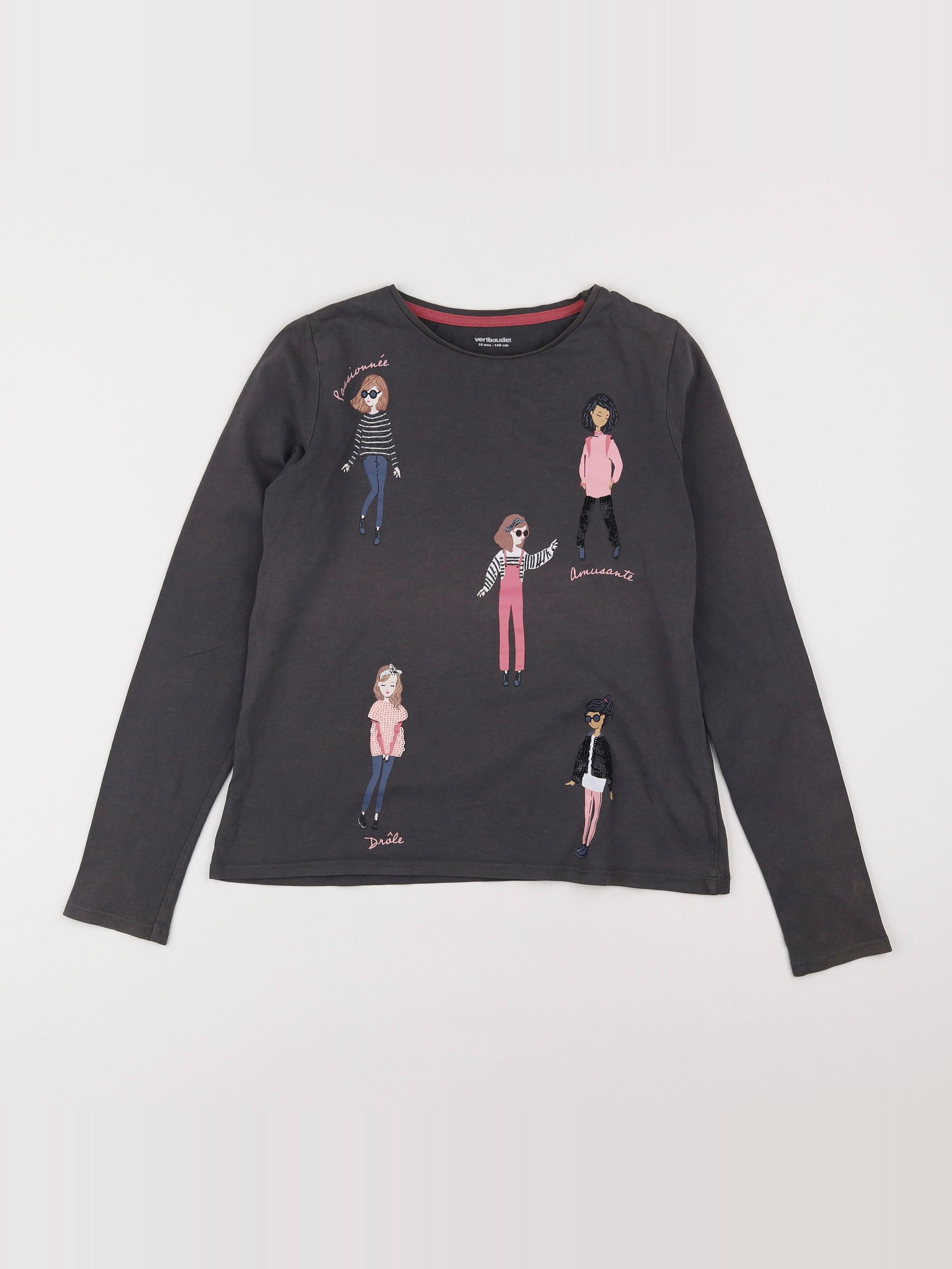 Vertbaudet - tee-shirt taupe - 10 ans